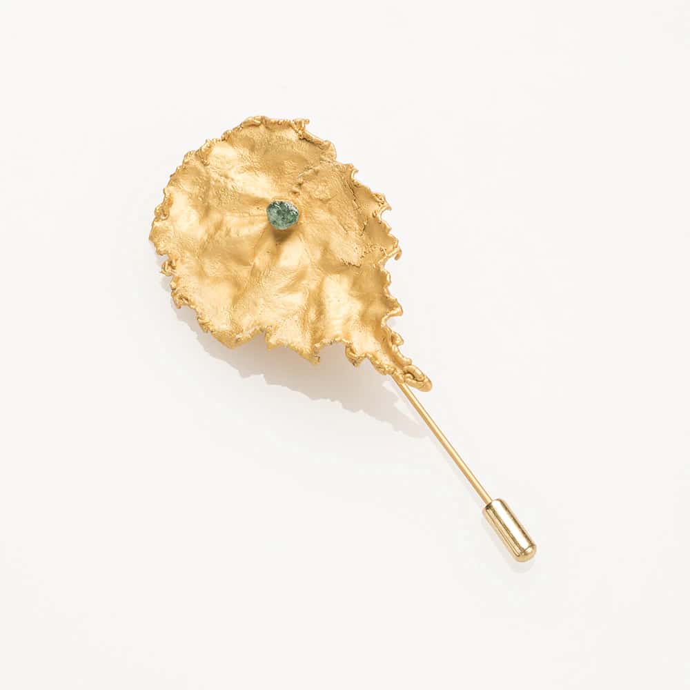 Begonia Leaf and Rough Emerald Pin