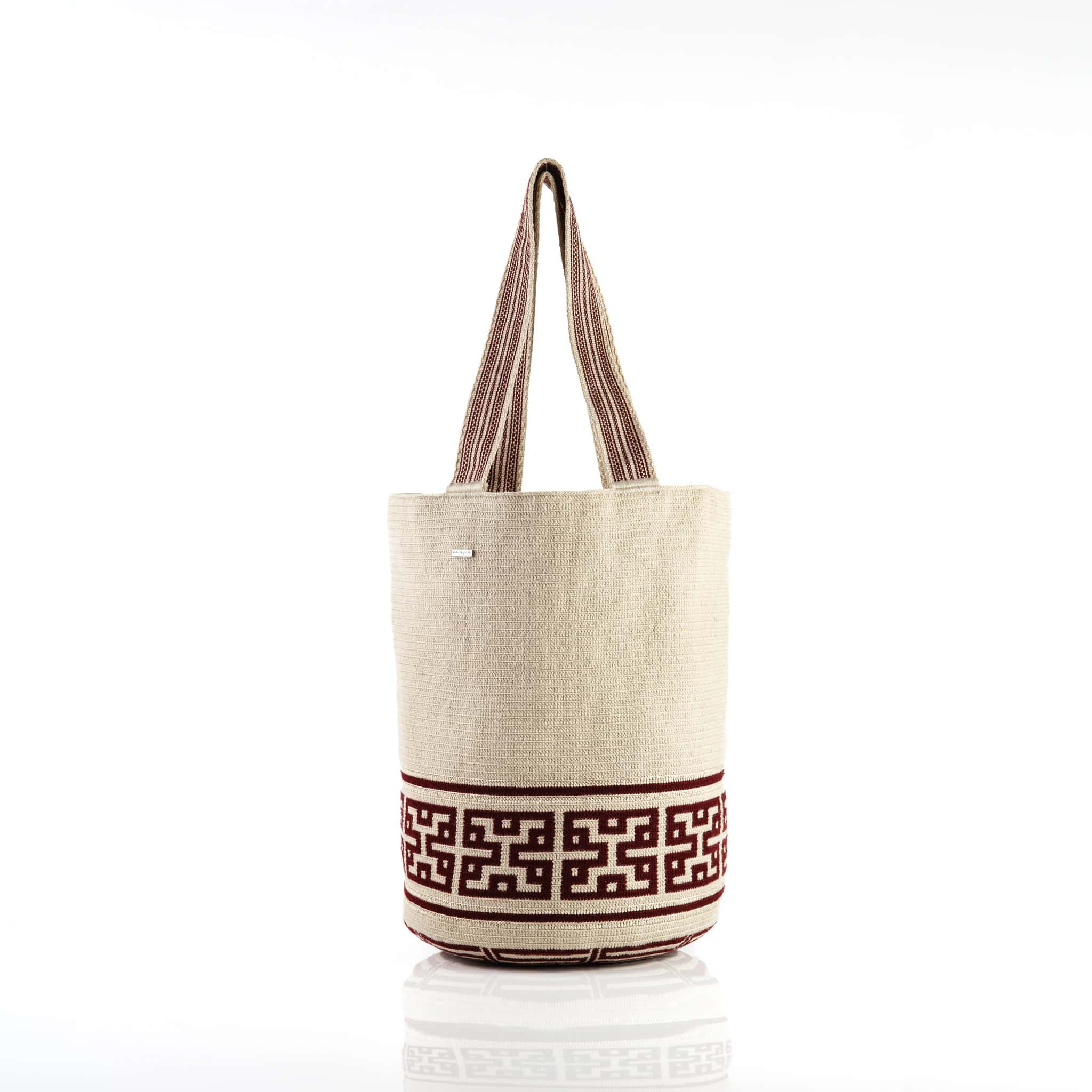 Maxi Bolso Wayuu Beige/Vinotinto
