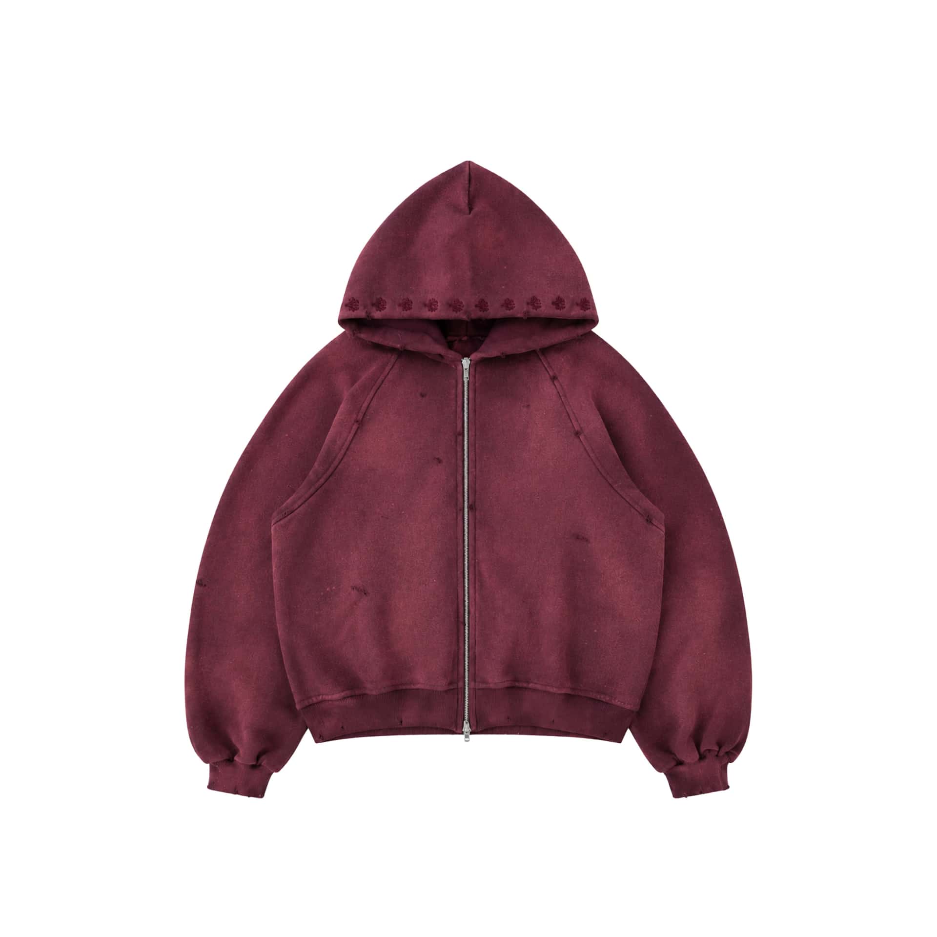 Double Zip Hoodie Sun Faded - Burgundy - miniatura 1