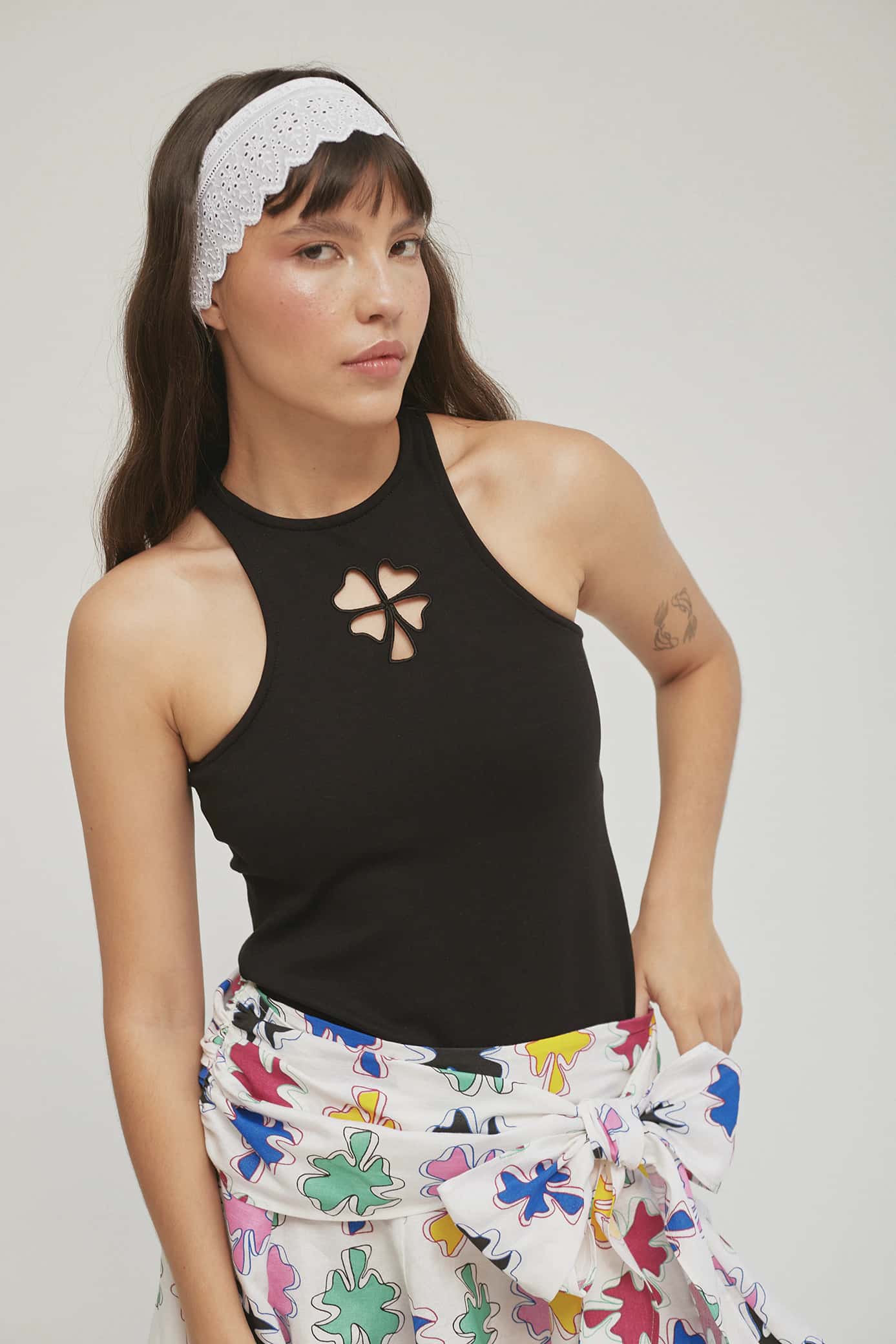Trébol Tank Top Negro