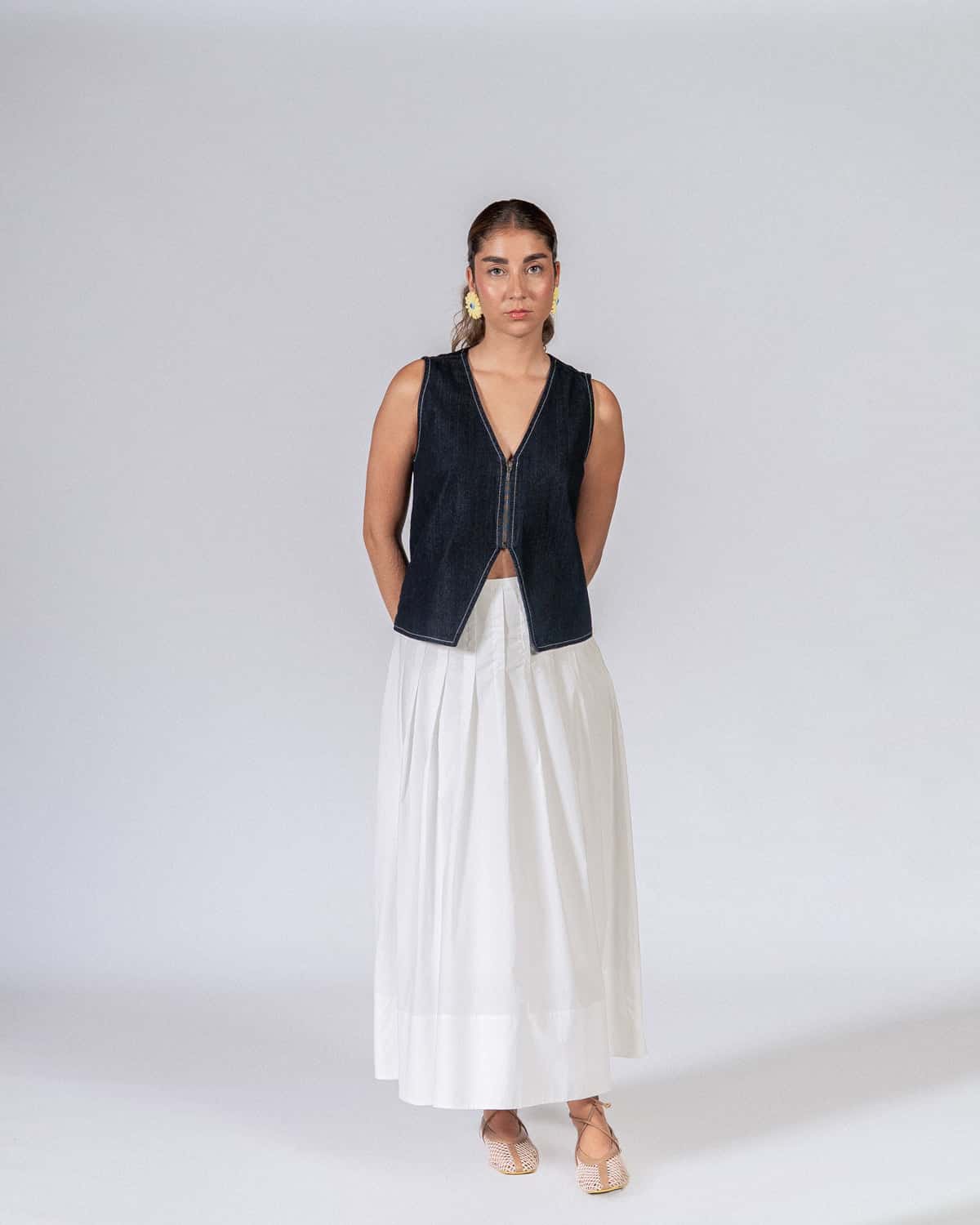 Falda Plisé Maxi Blanco - miniatura 2
