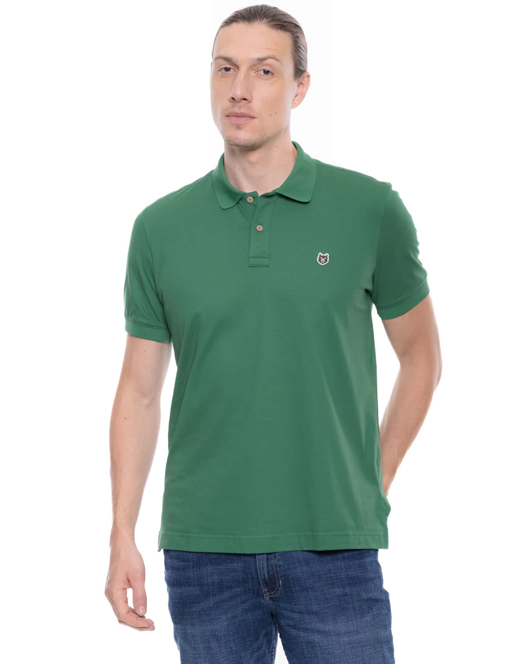 Polo Unicolor Con Logo Bordado