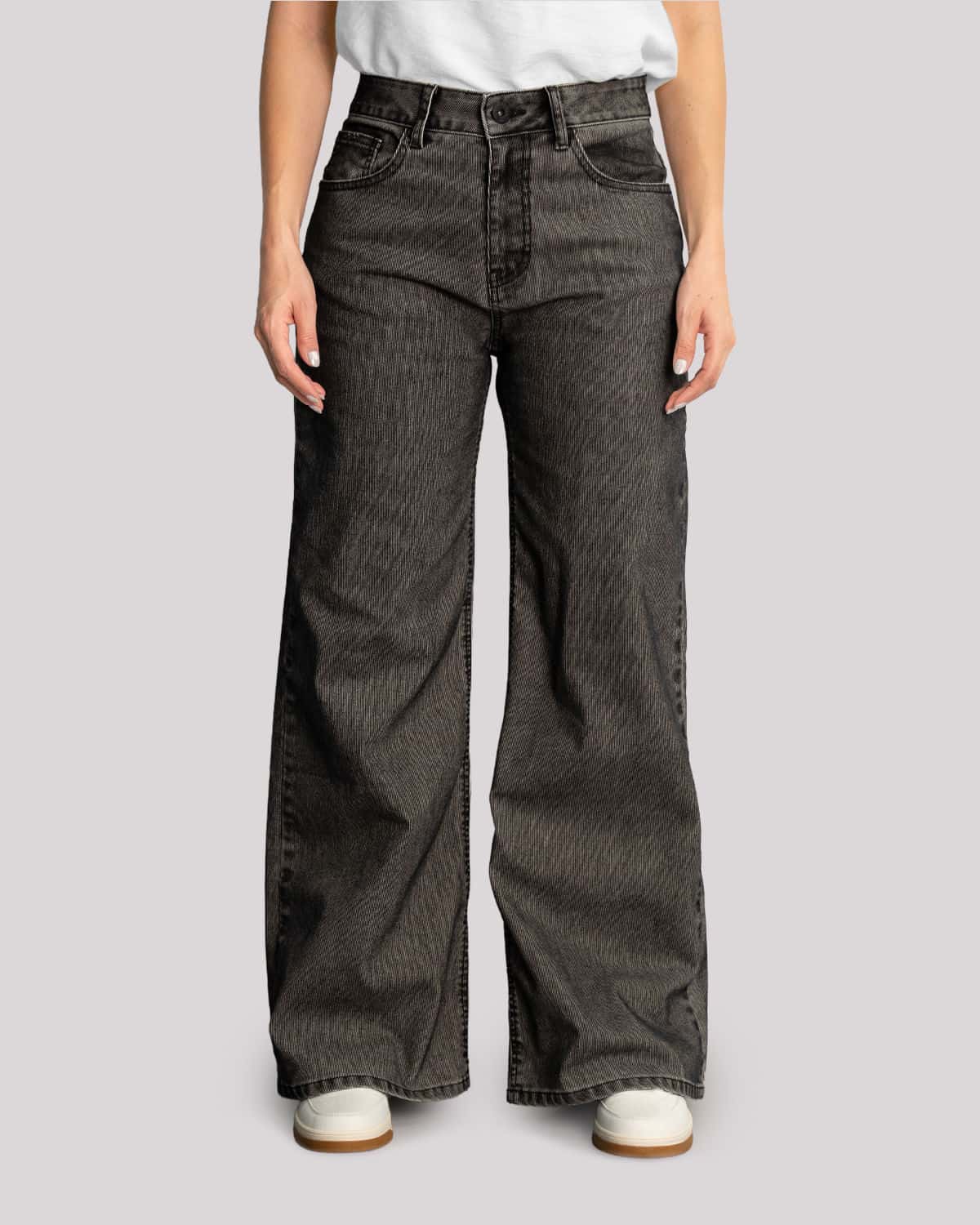 Jean bota recta gris para mujer