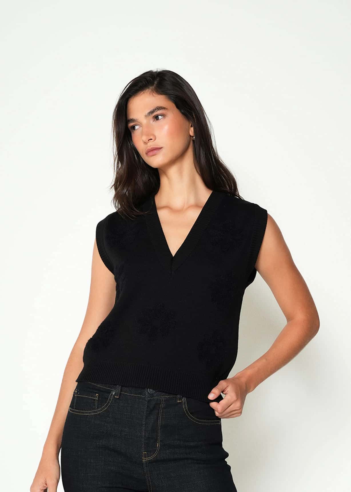 Chaleco tejido cuello en V