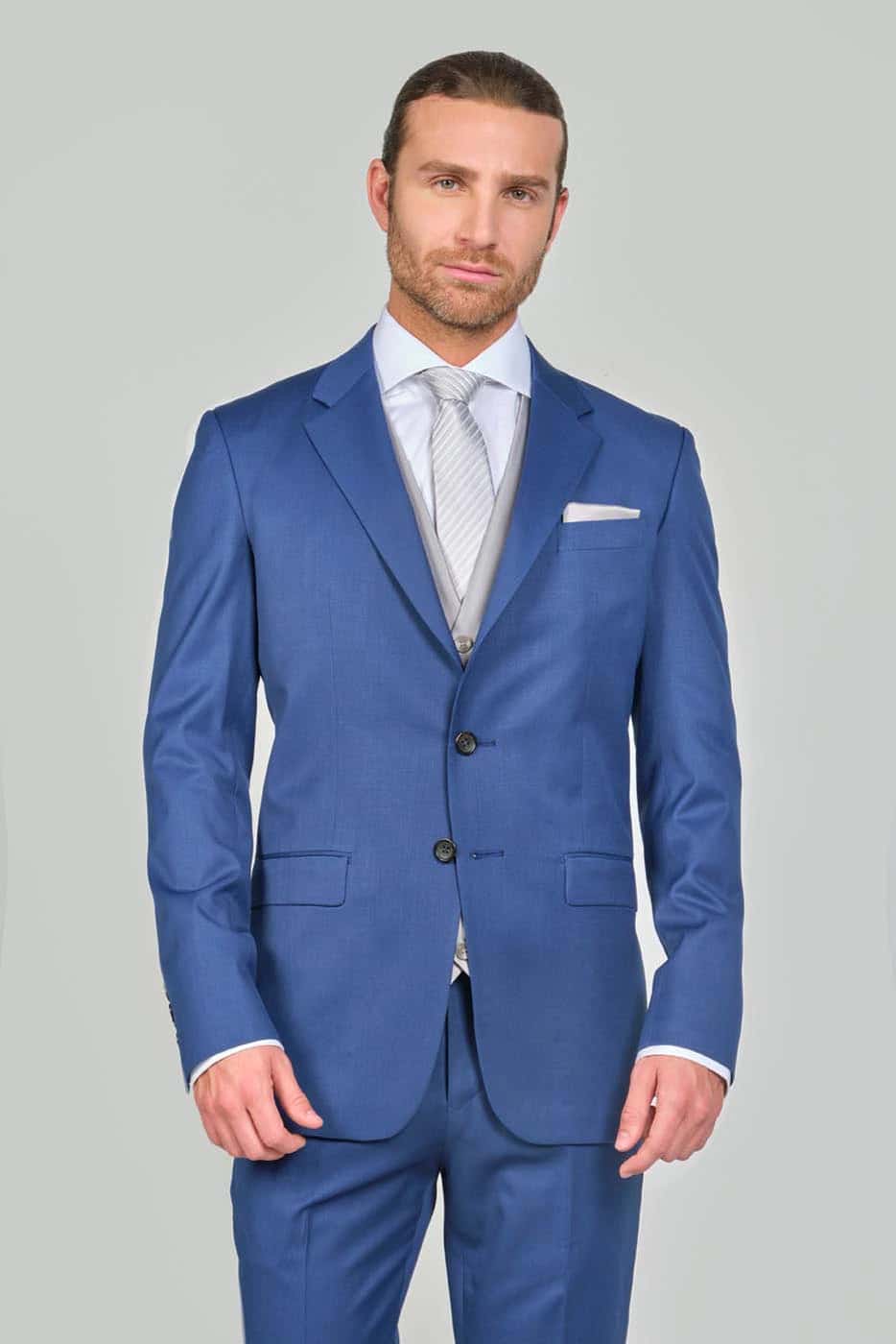 Traje Formal Sobre Medida Paño Tropical Azul Indigo