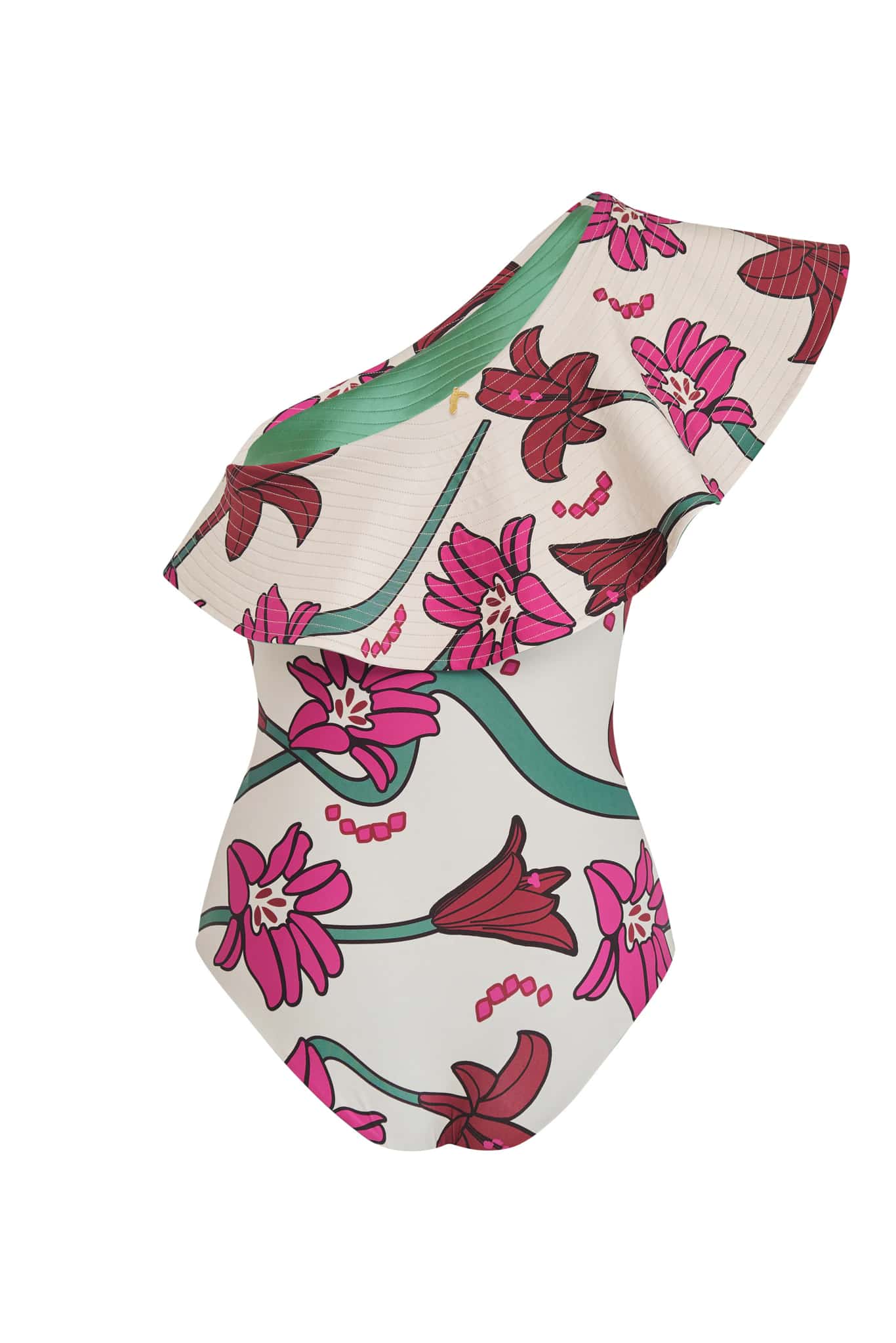 Tucan One Piece / Beige Fuchsia Flowers-Mint - miniatura 3
