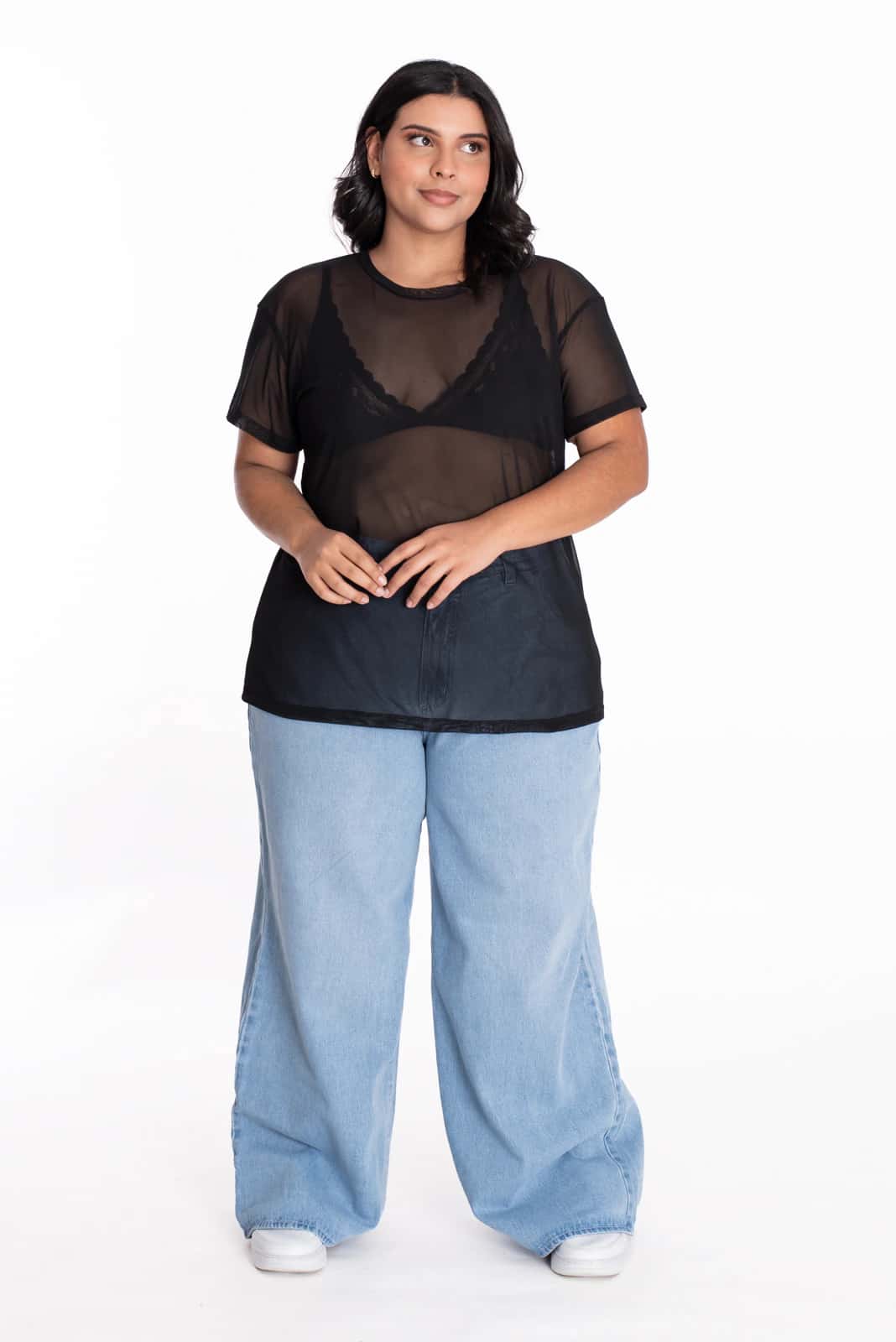 Camiseta Oversize Malla Negra - miniatura 8