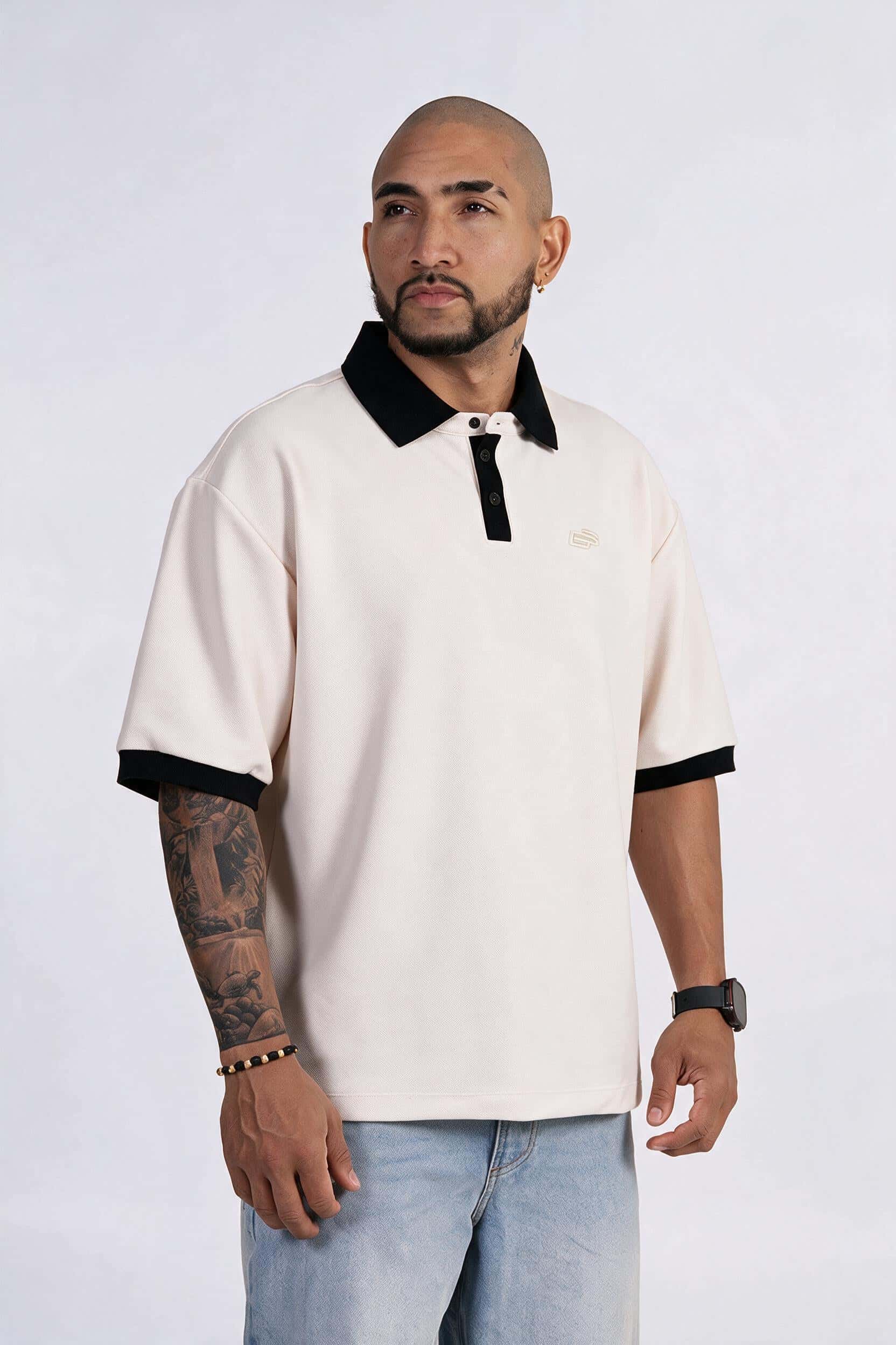 Polo oversize bordado crema