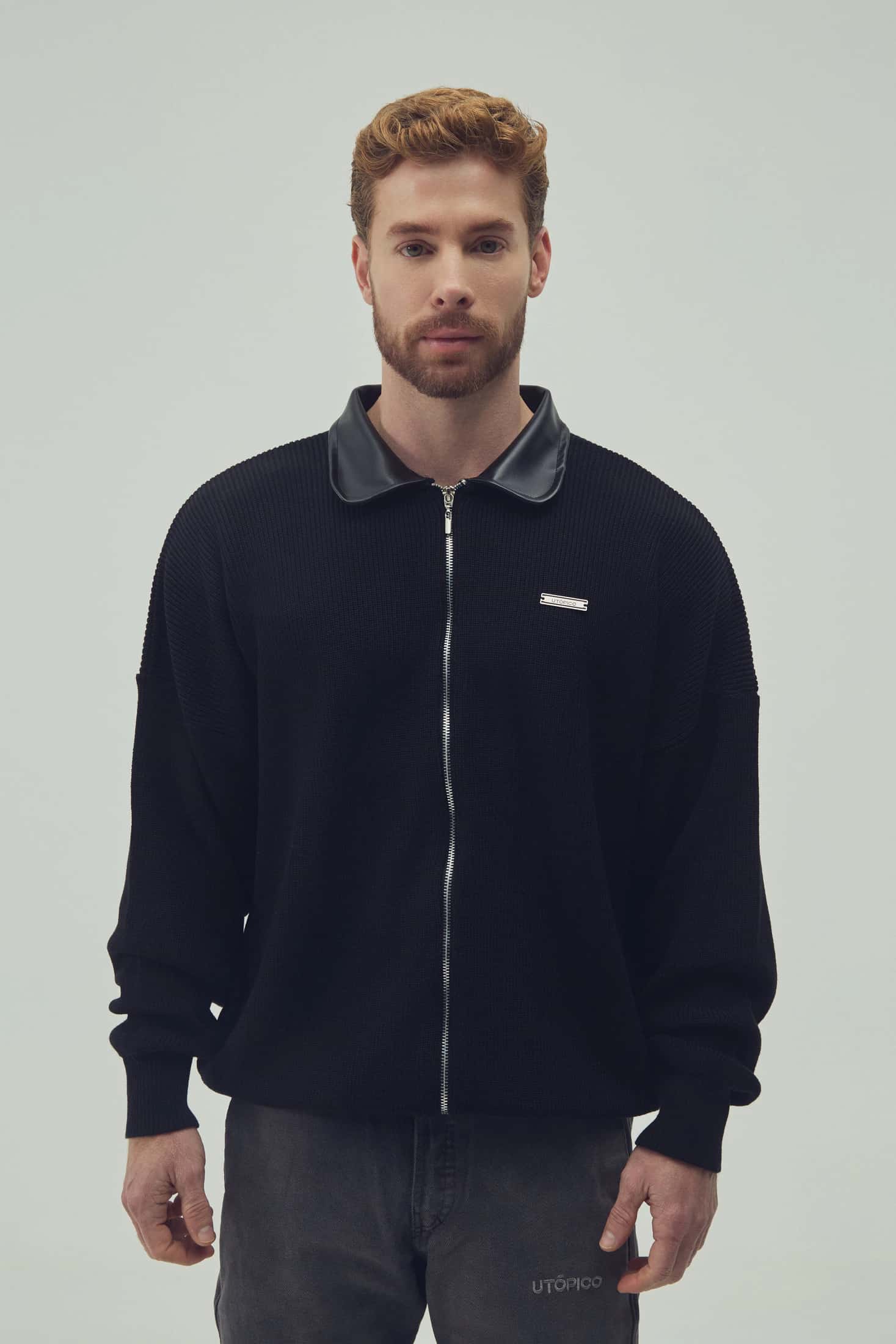 KNIT ZIP UP NEGRO - miniatura 3
