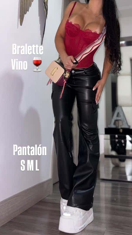PANTALON CUERINA CARGO CHERRY KOKO