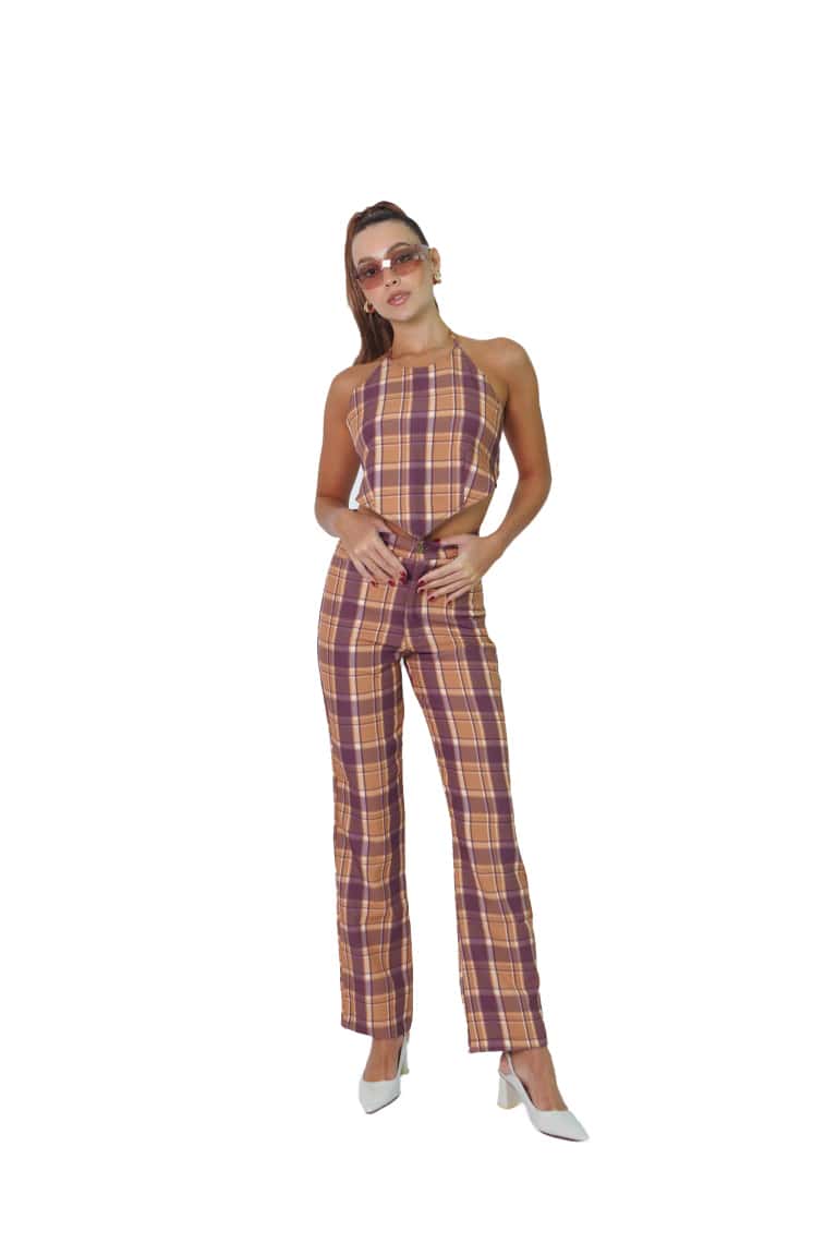 Howdy Pants In Purple Tartan