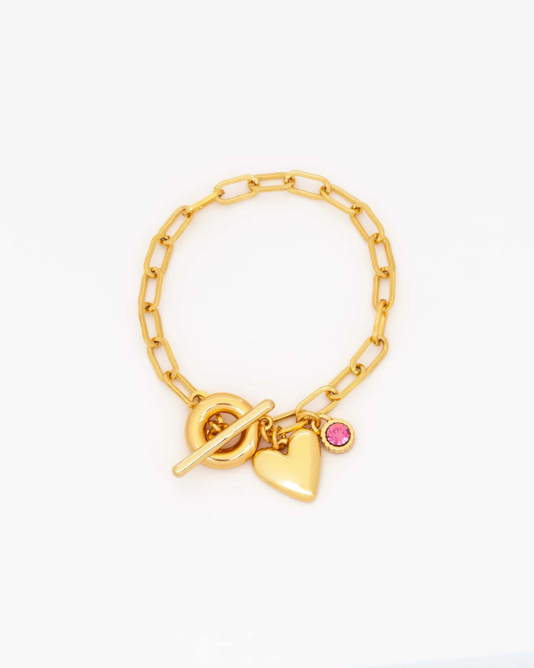 Pulsera Broche Corazón Cristal + Aretes