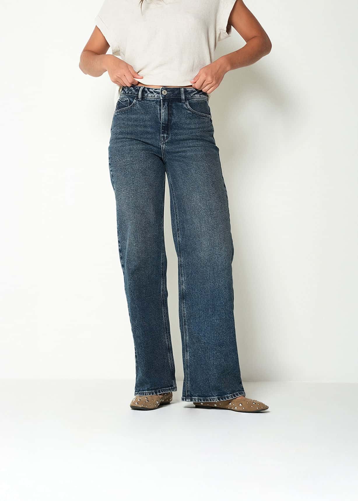 Jean wide leg tiro alto