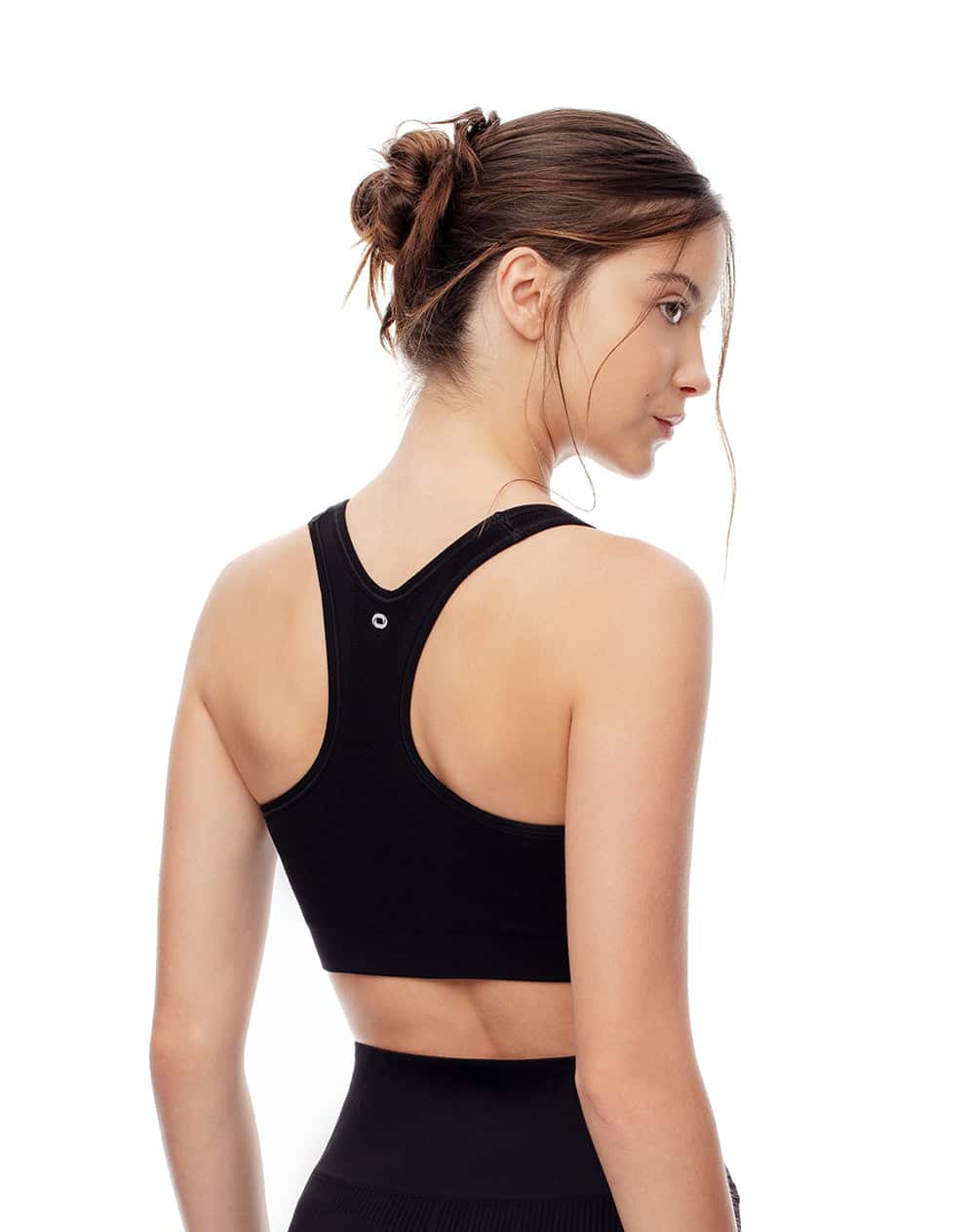 Top deportivo soporte alto seamless negro mujer