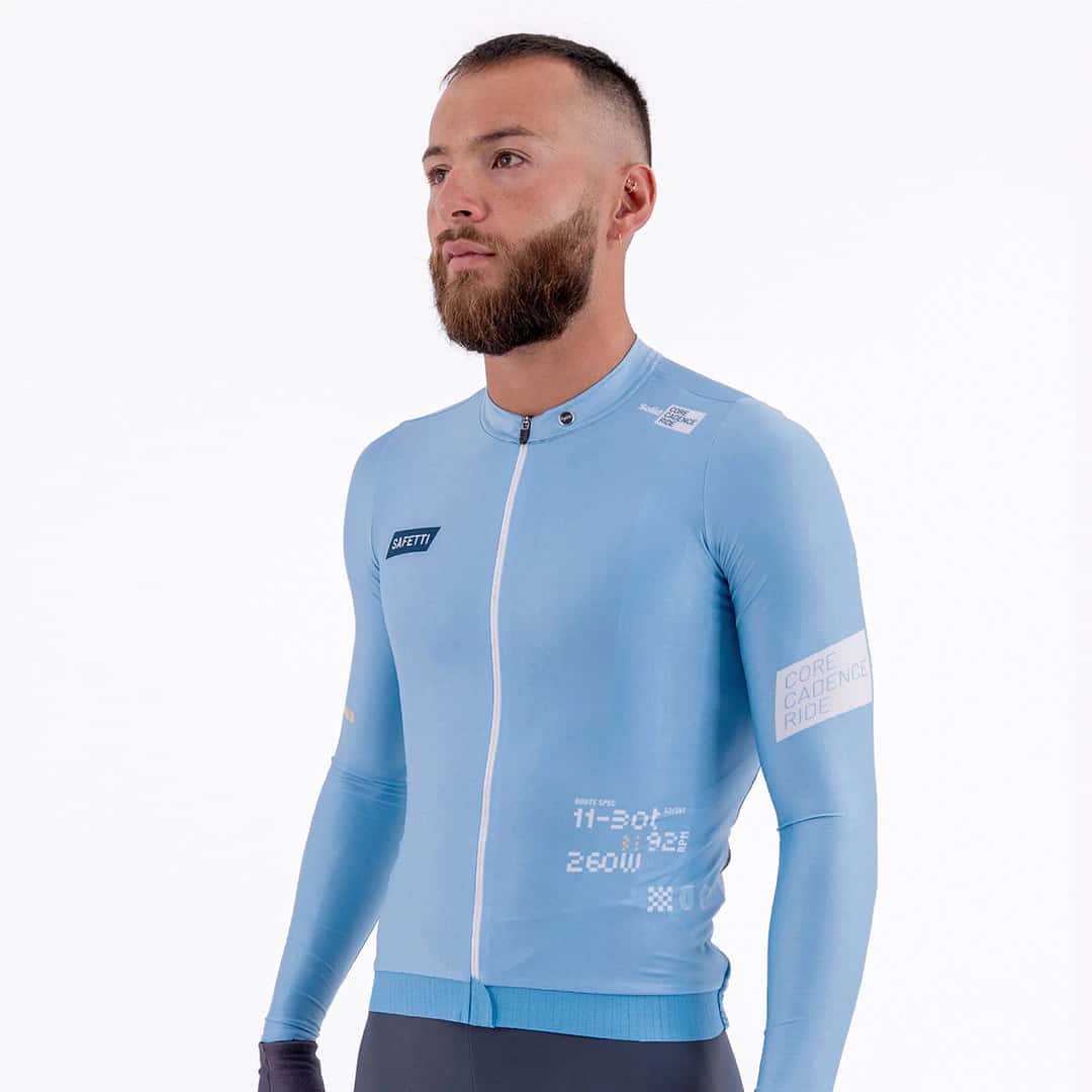 CAMISA CICLISMO MANGA LARGA SOLID BLUE AURA PARA HOMBRE - miniatura 3