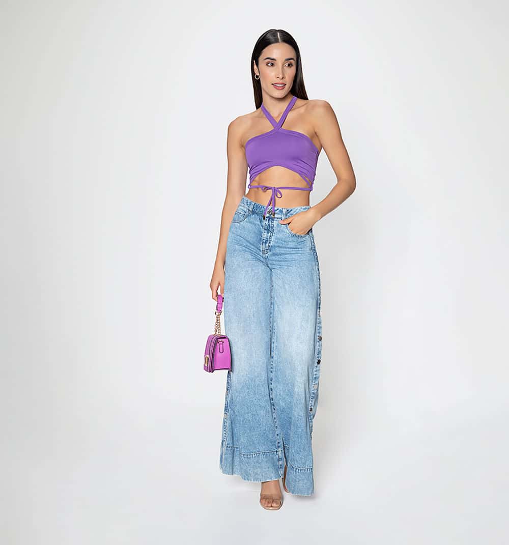 Crop top tira entrelazada en el dorso