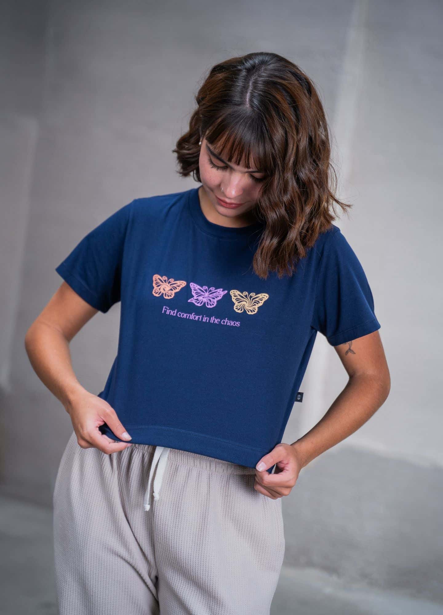 Crop Top Mariposas – Azul