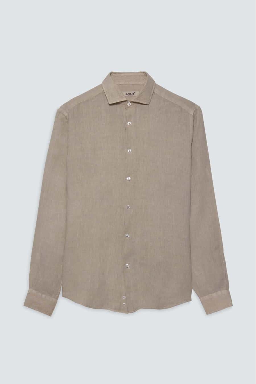 men’s linen shirt dark beige