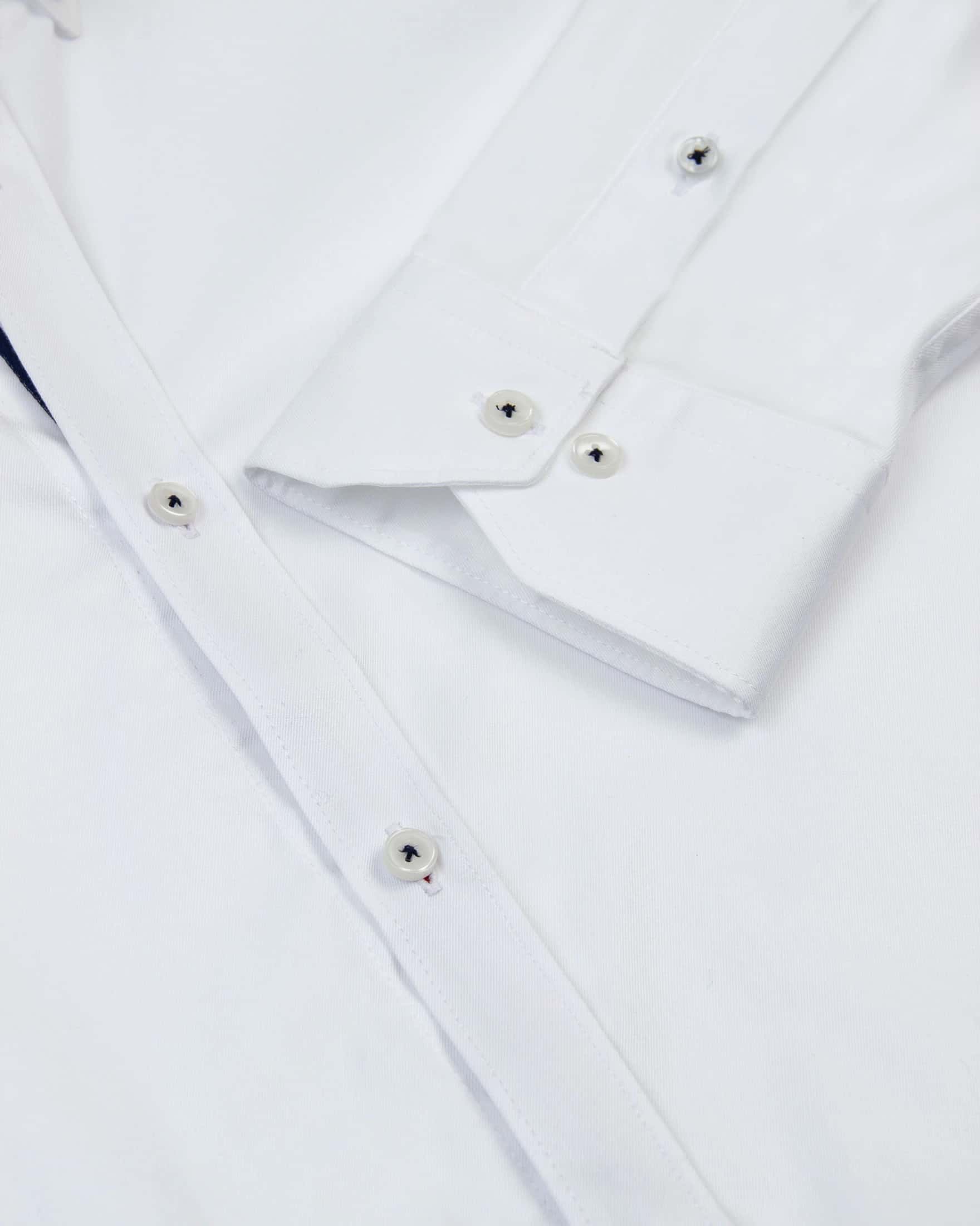 Camisa Sarga Hiladillo France Algodón Blanco - miniatura 3
