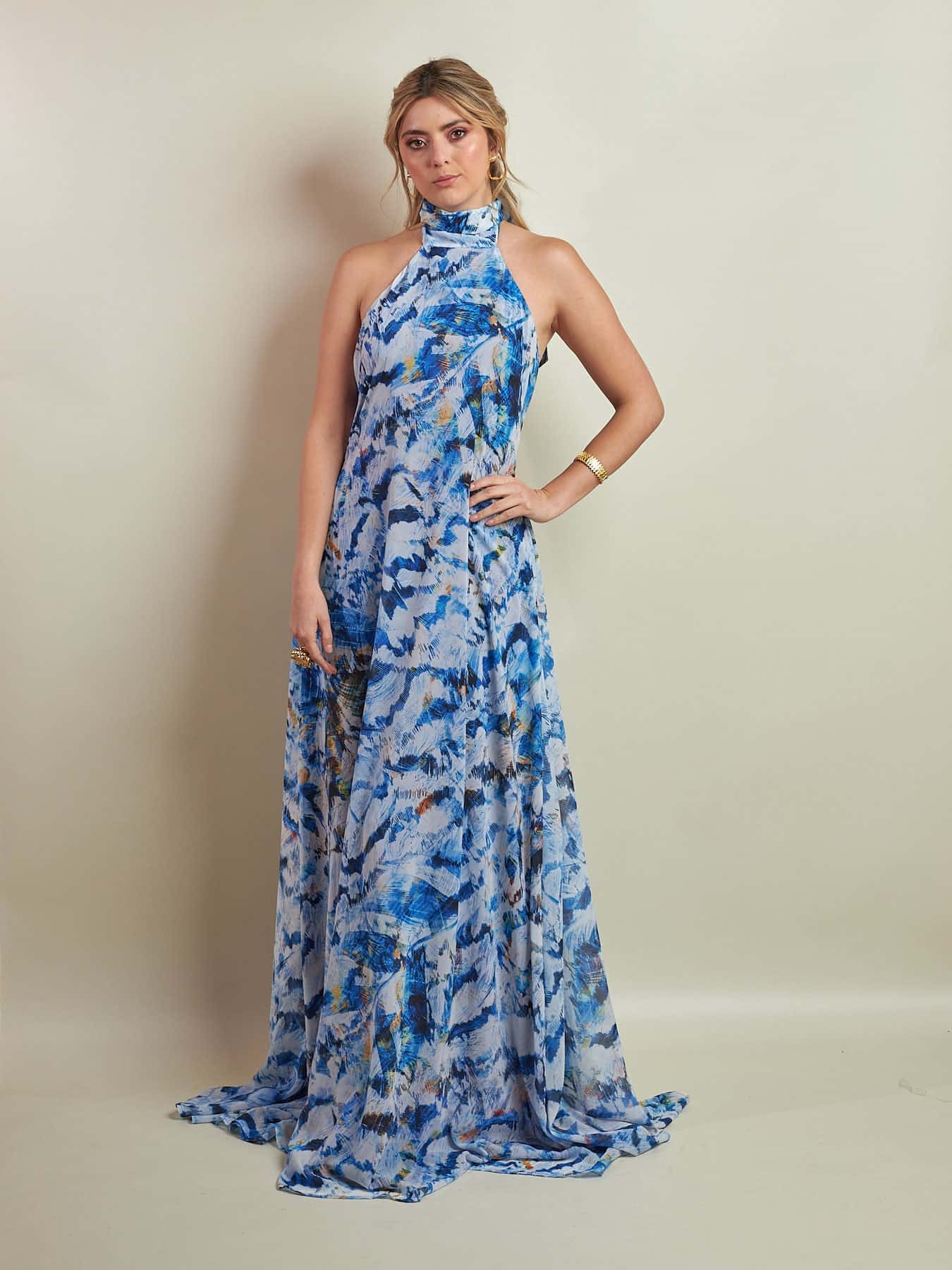 Vestido Apolinary Feathers Azul - miniatura 5