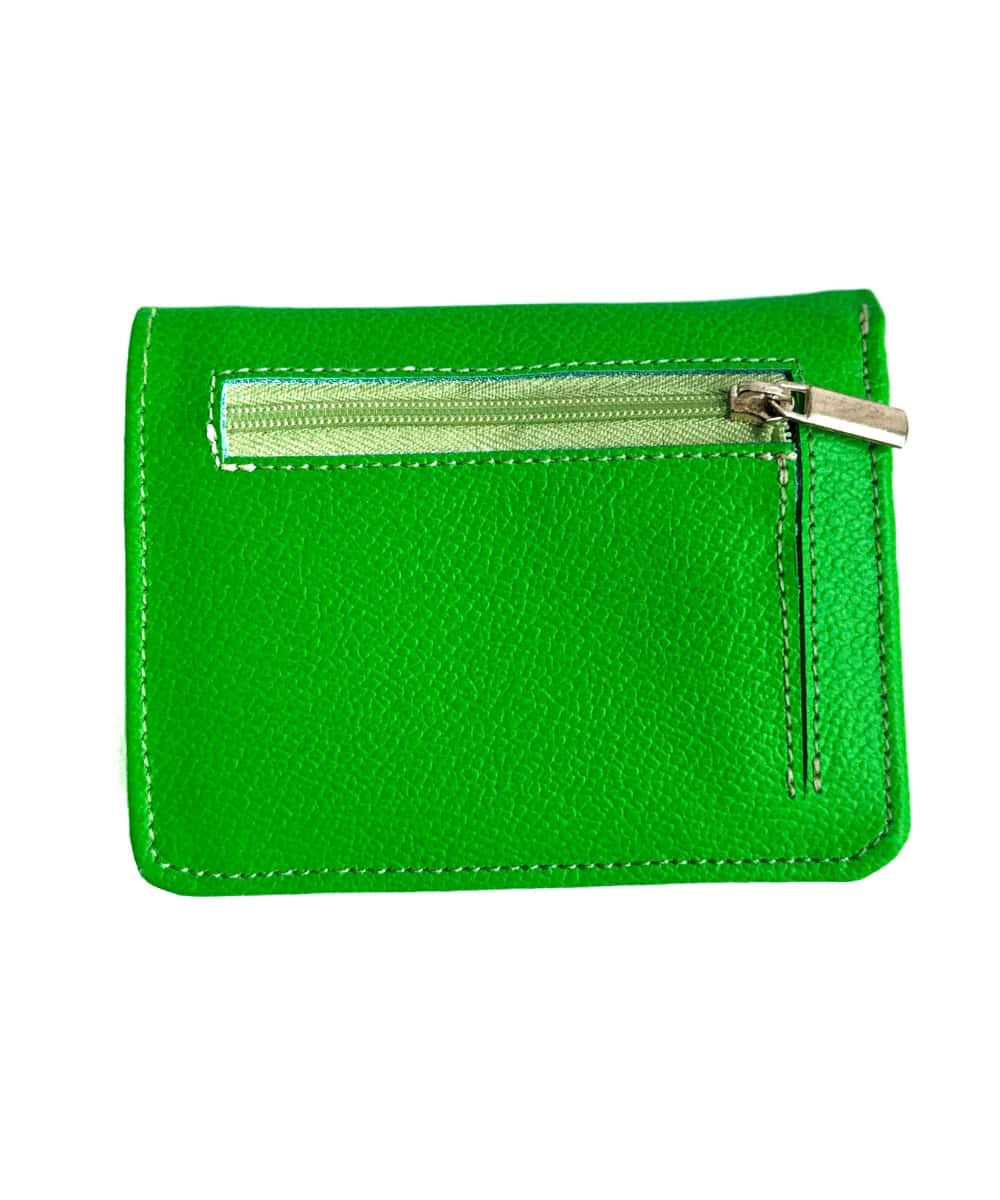 Billetera para mujer en cuero verde neón - miniatura 3