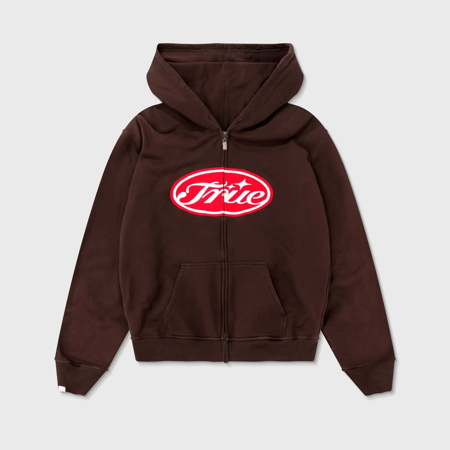 True Stamp Zipper Hoodie - Brown
