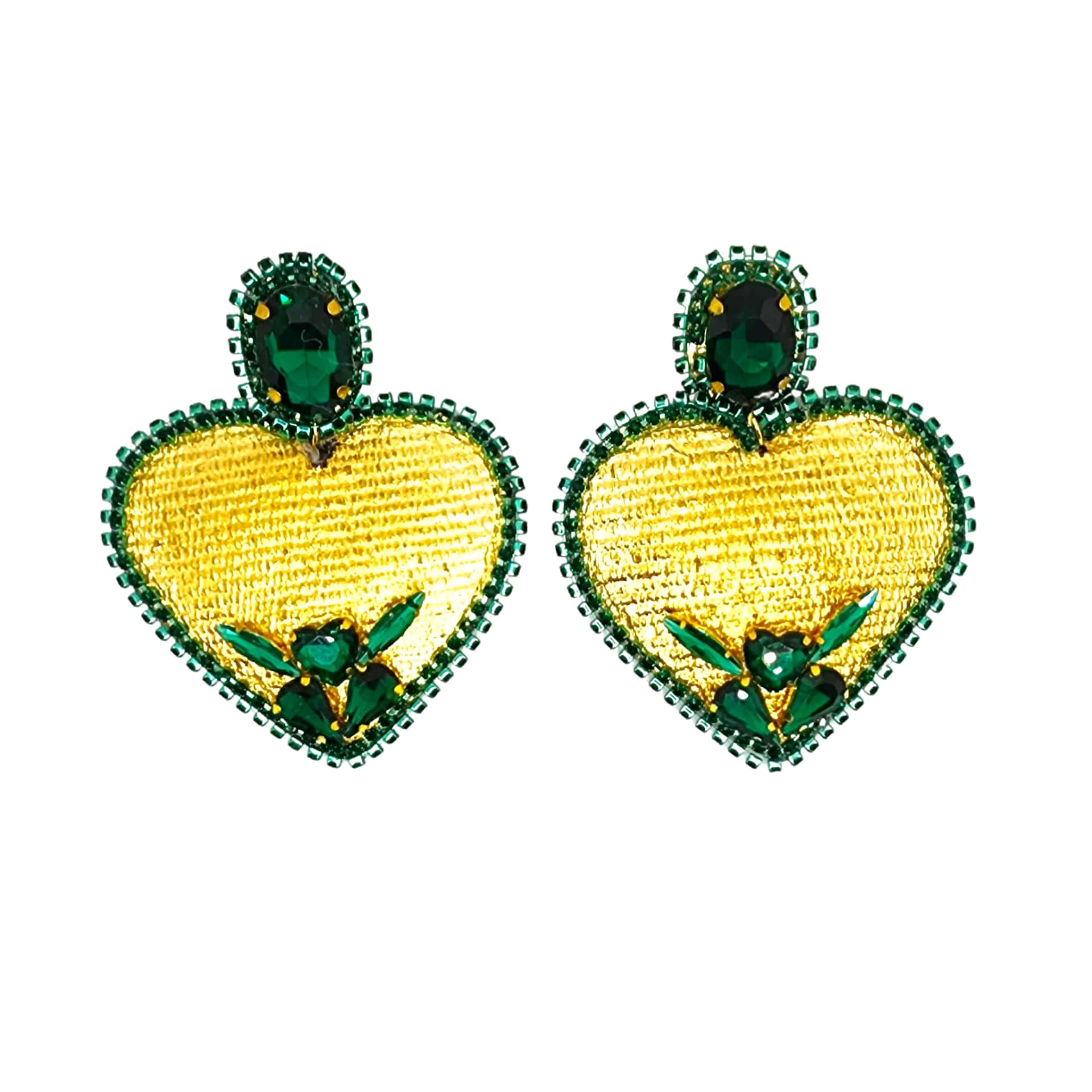Emerald-Accented Heart Earrings - miniatura 2