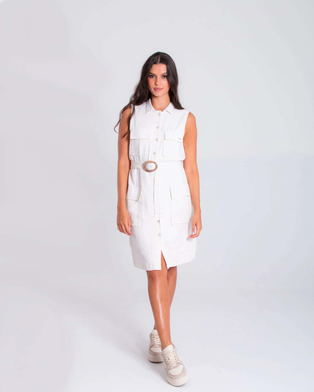 Vestido regular ivory para mujer