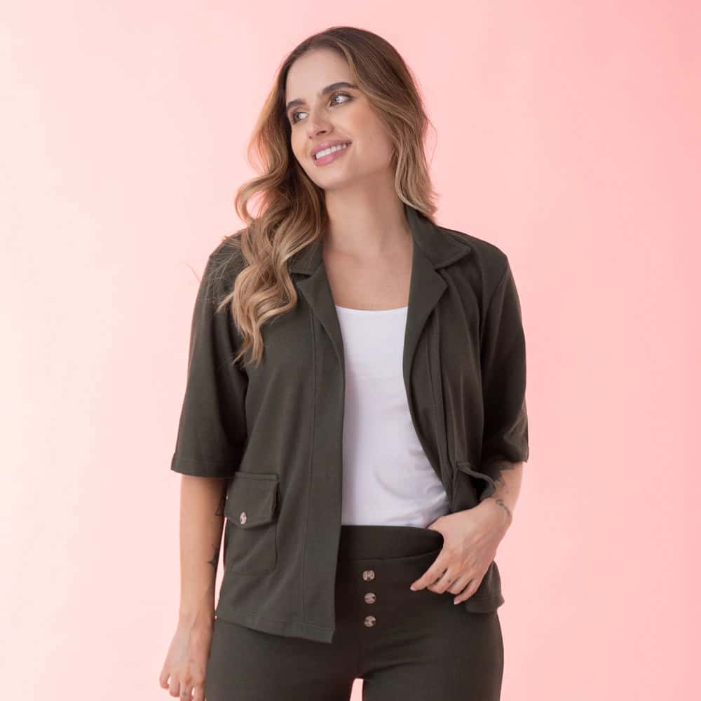 Chaqueta Manga Corta Verde Militar - miniatura 3