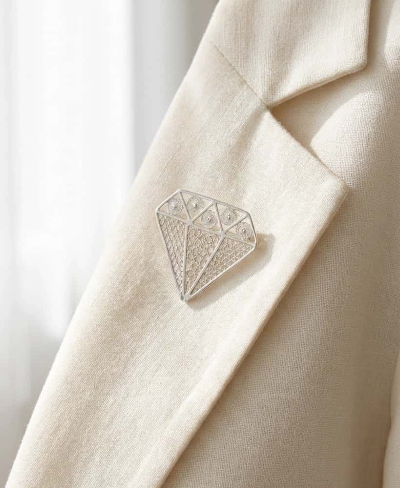 Prendedor Diamante en plata Filigrana