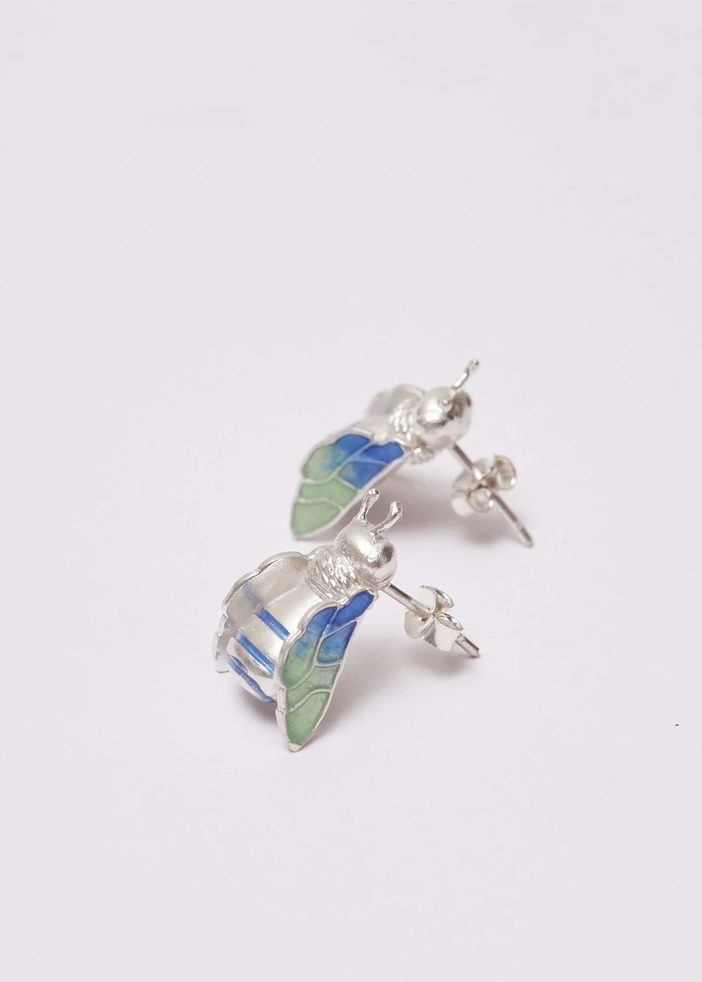 Aretes Drone plata azul