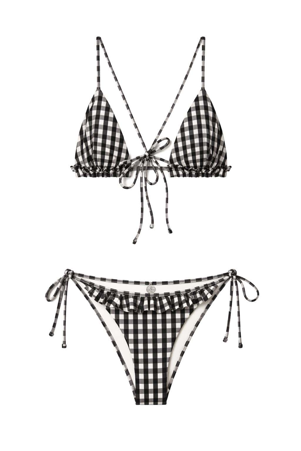 AISHA BIKINI TOP - BLACK GINGHAM
