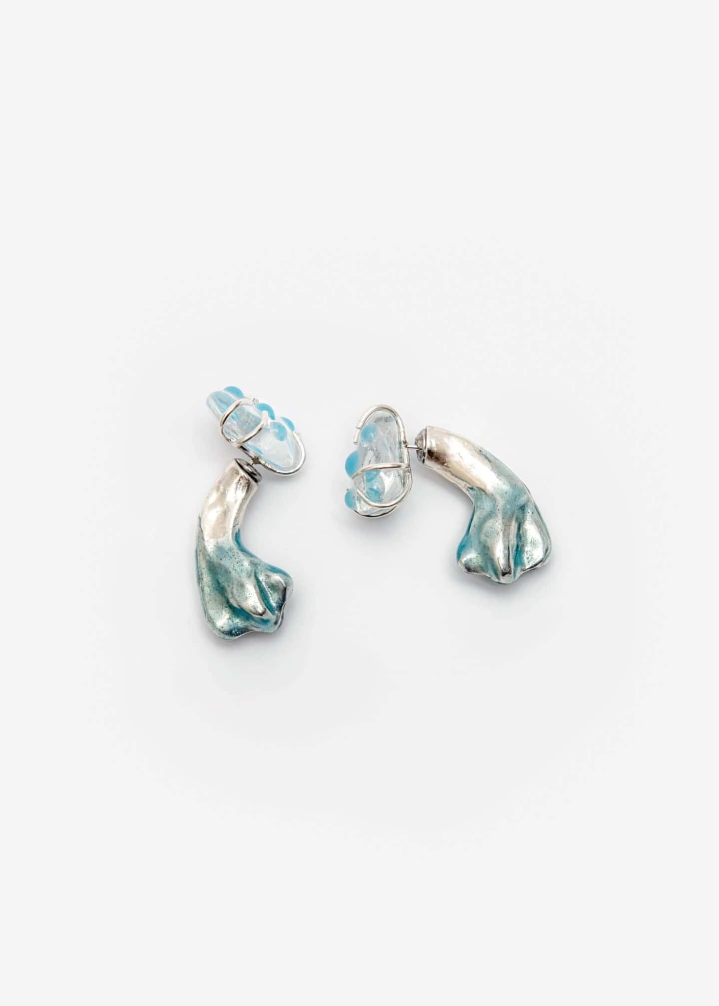 Aretes Cuarzo Blue air Maxi Petal Curve