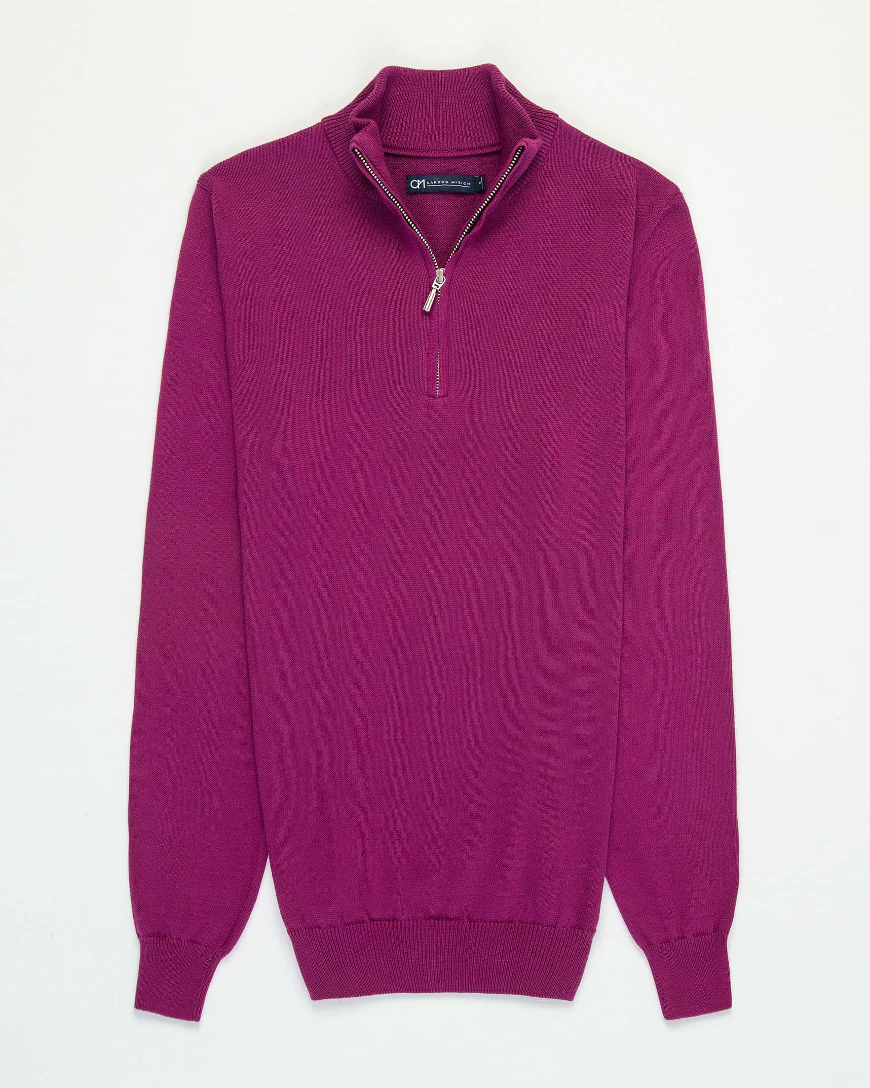 Saco Half Zip Algodón Magenta