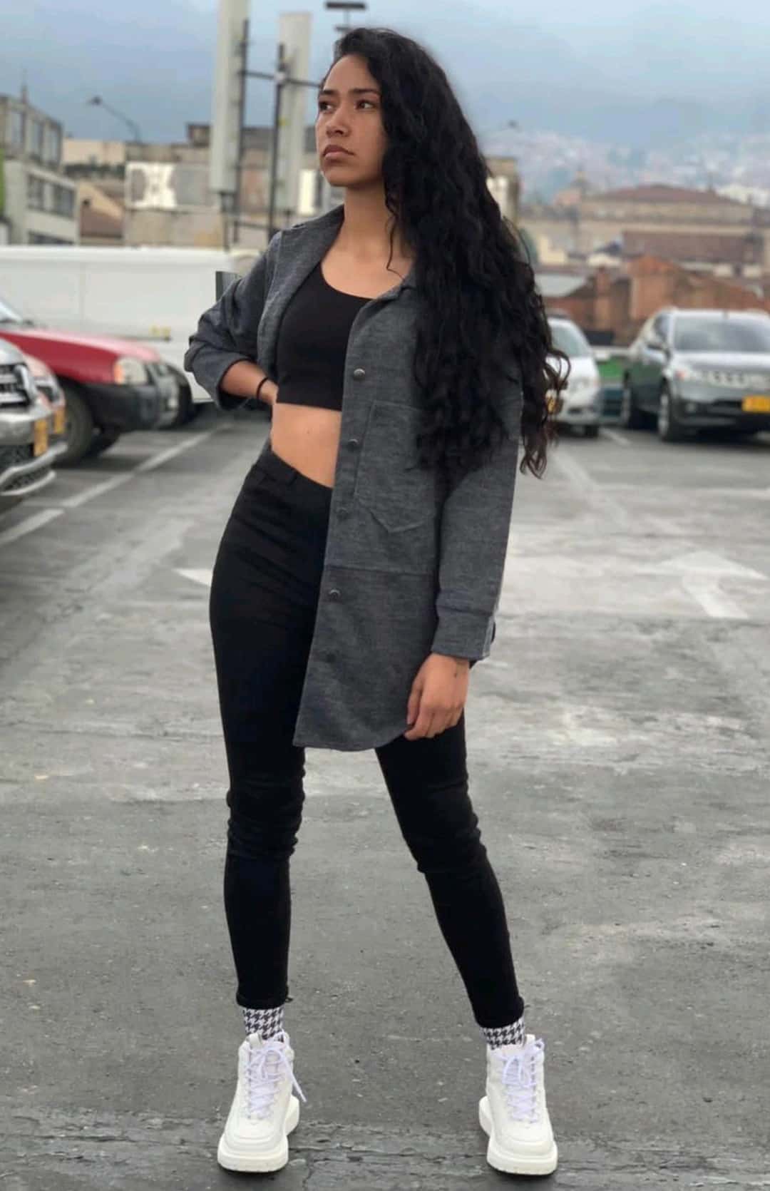 Camisa leñadora gris