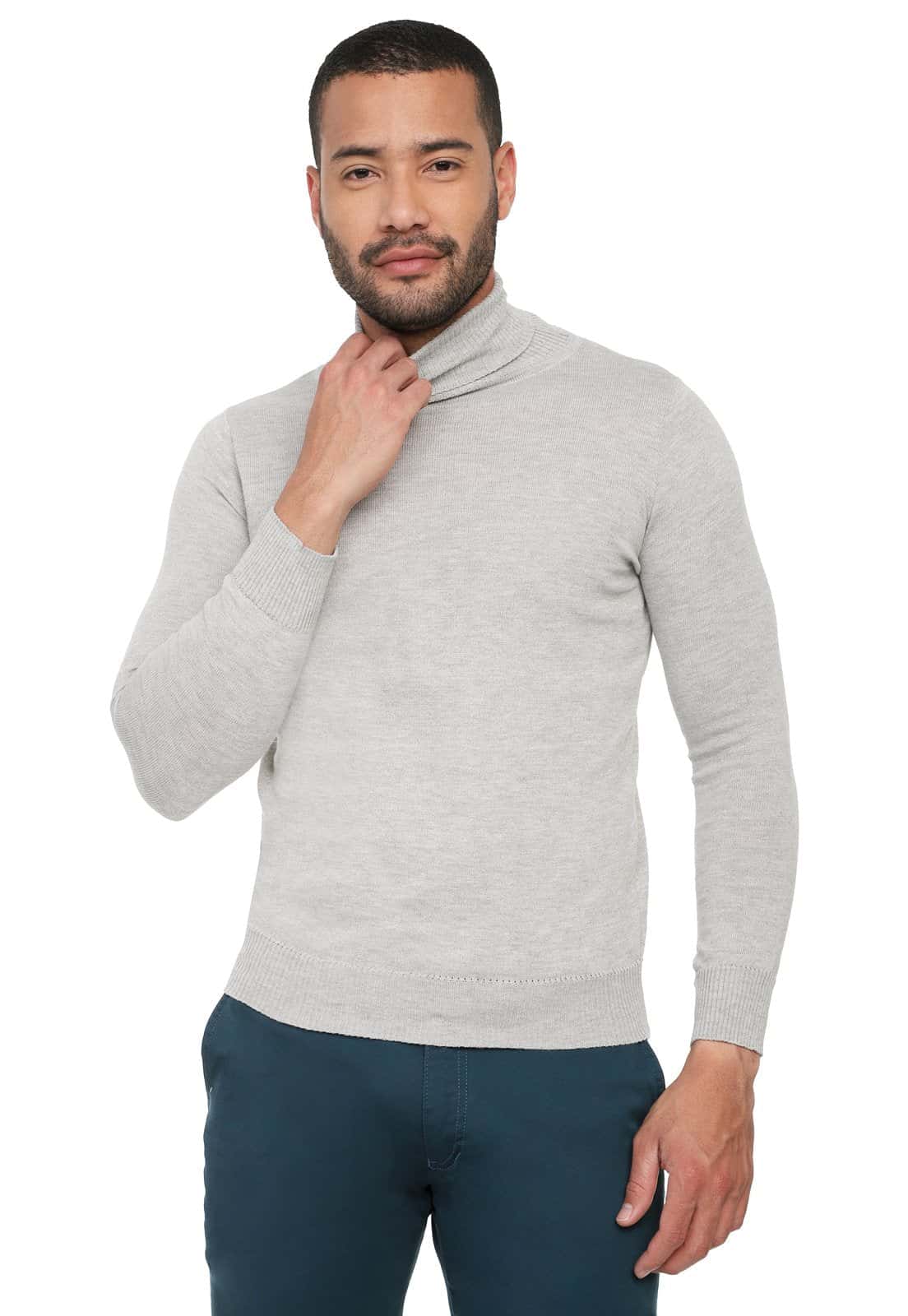 Buzo cuello tortuga gris
