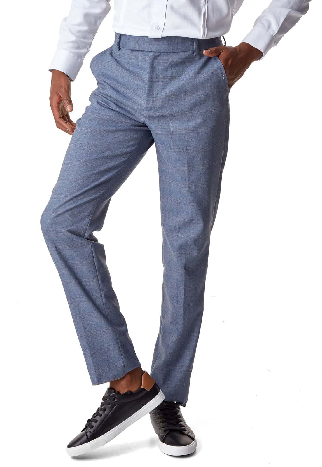 Pantalón azul formal a cuadros