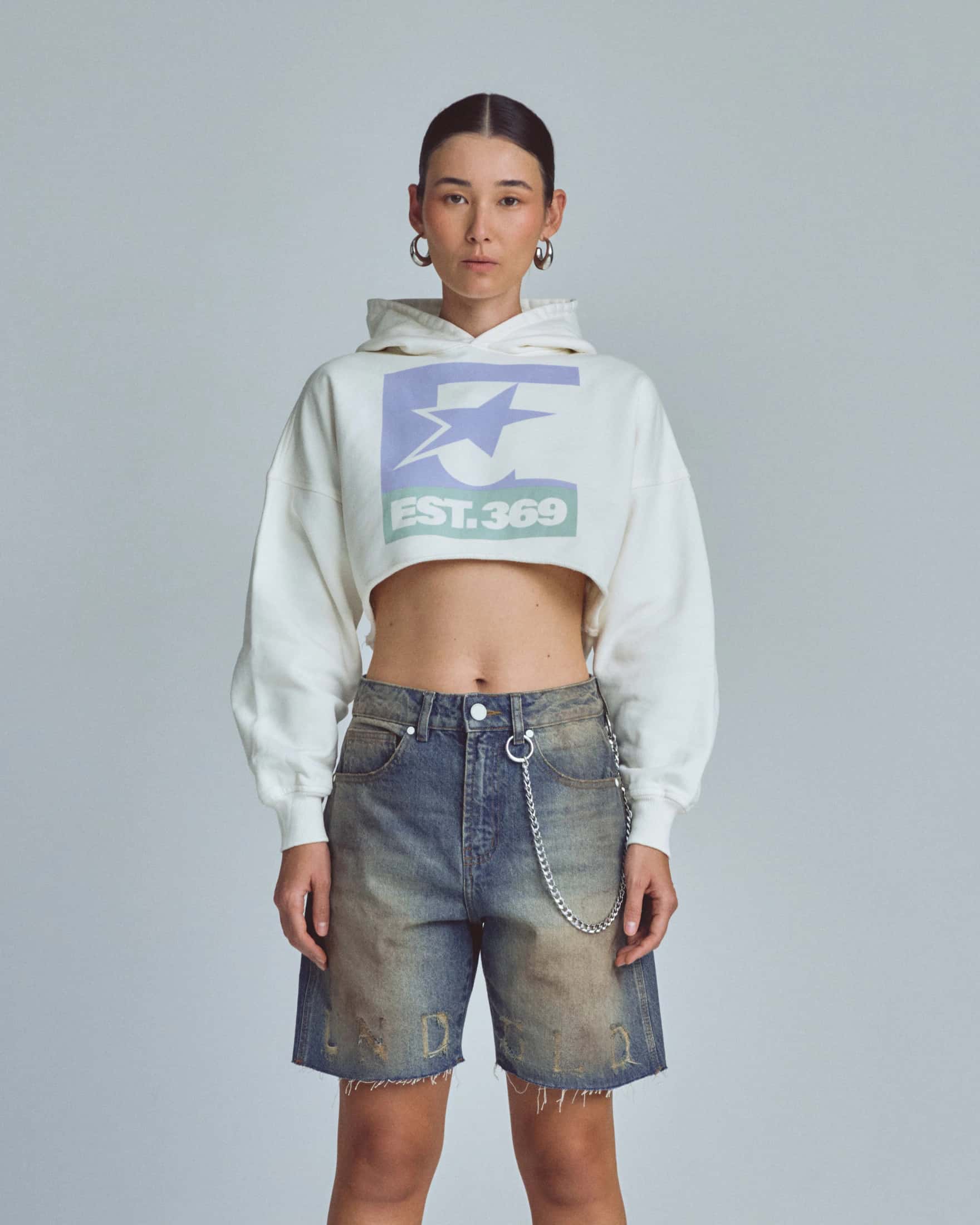 W Stardust Symbol Cropped Hoodie White - miniatura 2