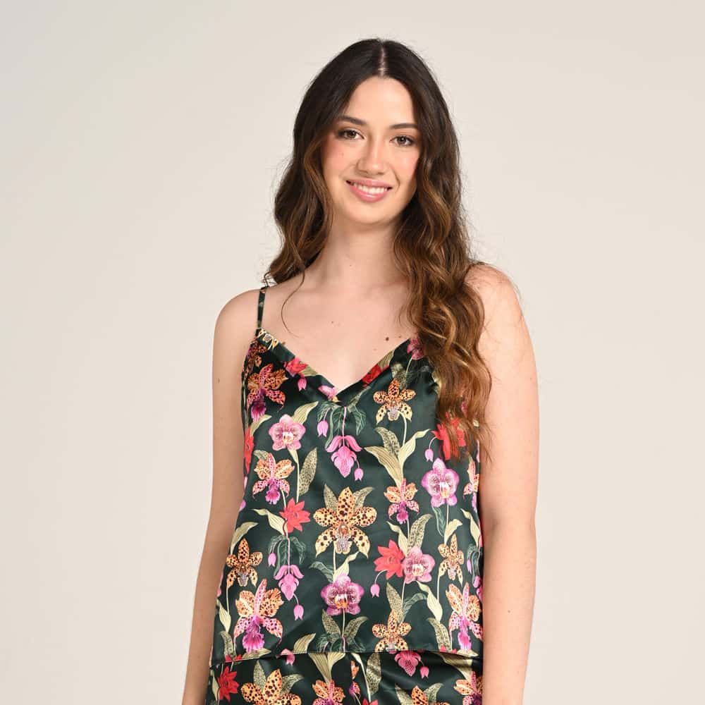 Blusa Tiras Ajustables Escote V Estampado Cordillera