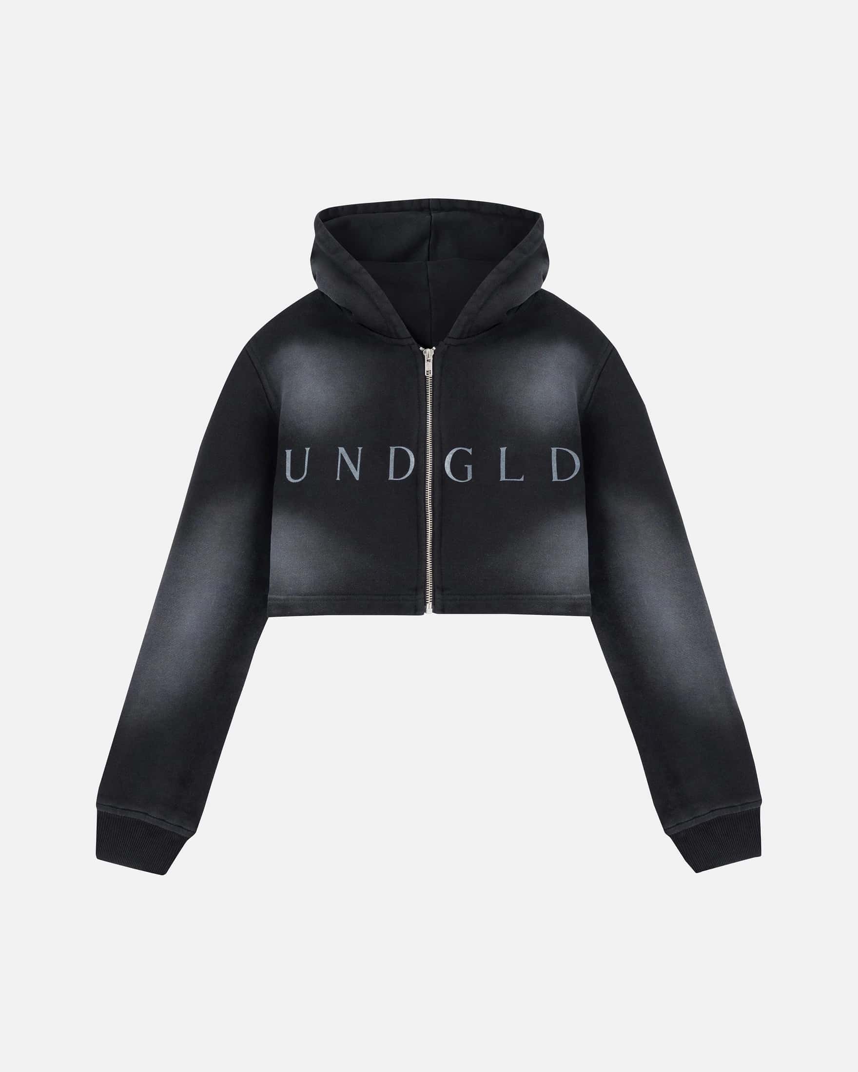 Eternal UNDGLD Slim Fit Zip Up Cropped Hoodie Smoky Black