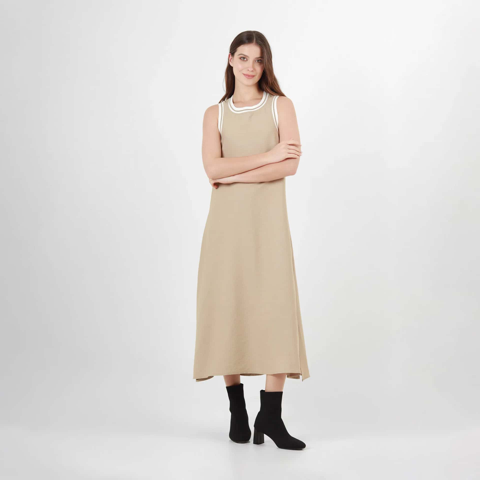 Vestido Cuello Redondo Manga Sisa