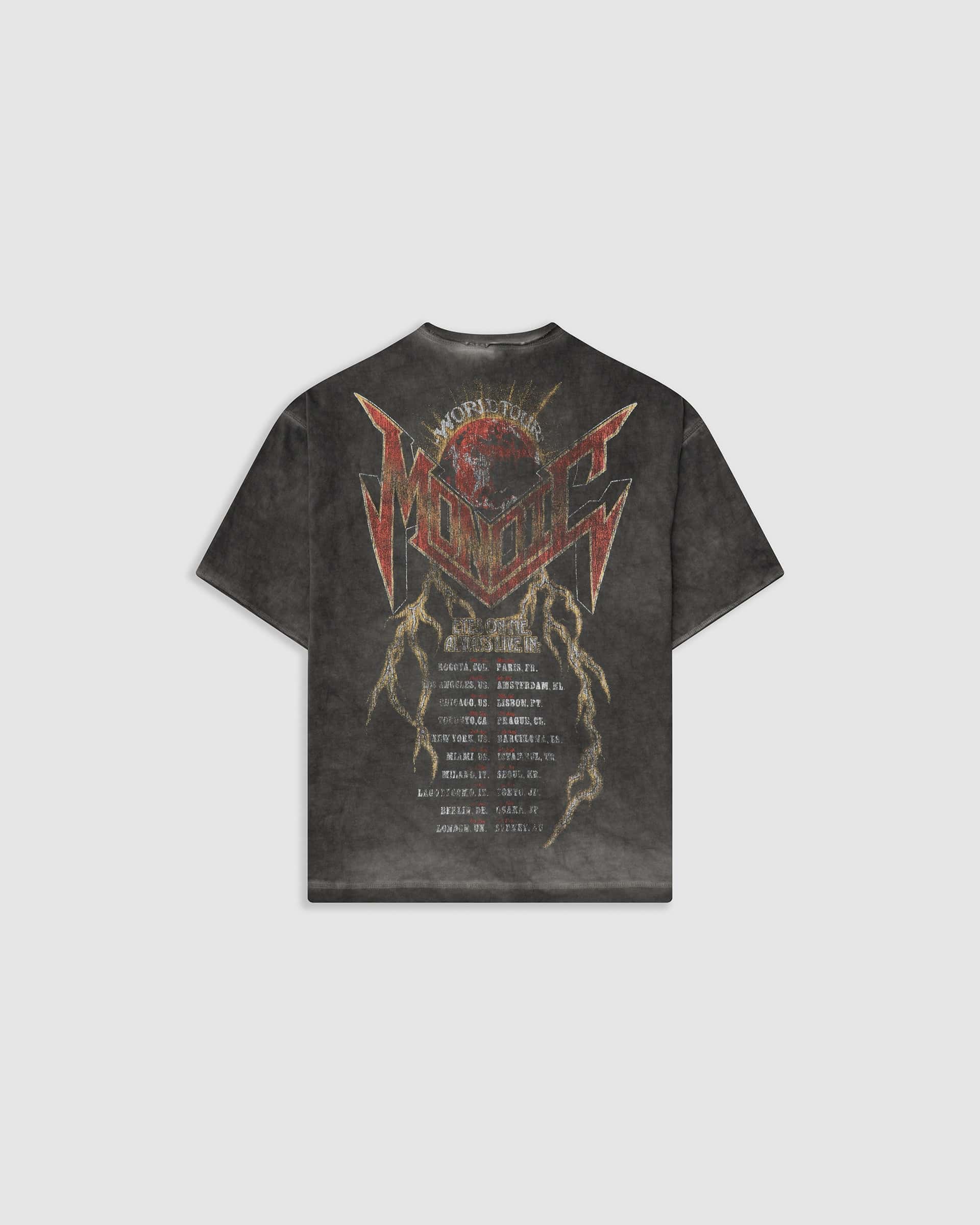 Camiseta Boxy Fit World Tour - Gris Desgastado (Exclusiva)