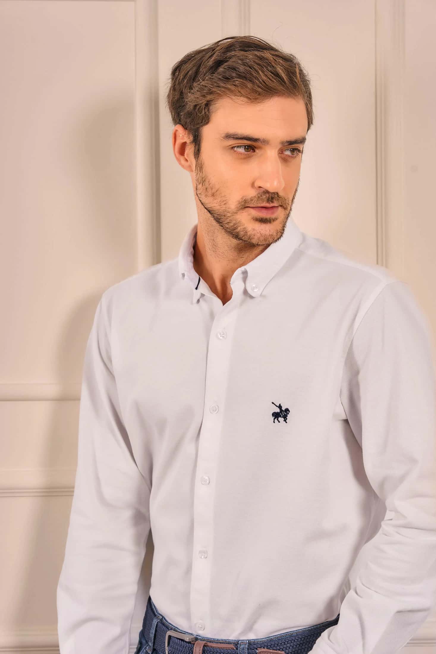 Camisa Pique Atenas Hombre Blanco