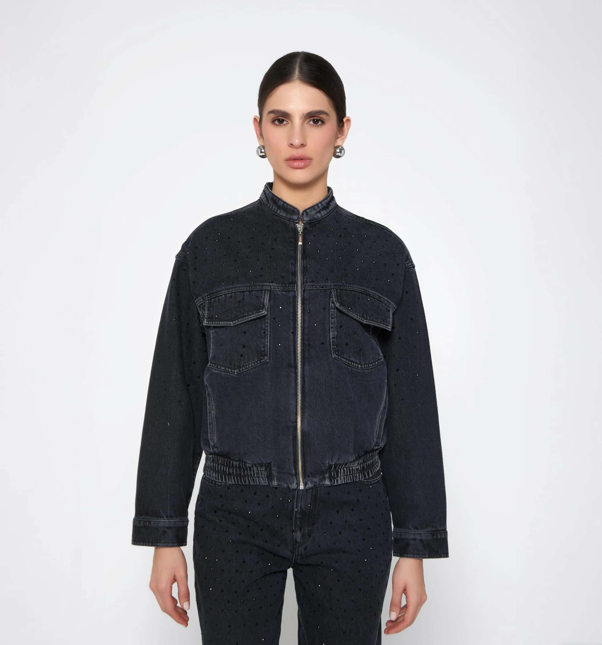 Chaqueta denim con cristales