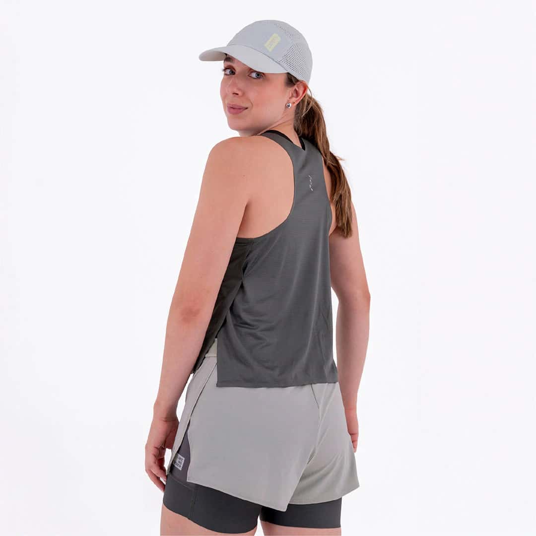 CAMISETA RUNNING MANGA SISA LEVIT GRIS PARA MUJER - miniatura 2