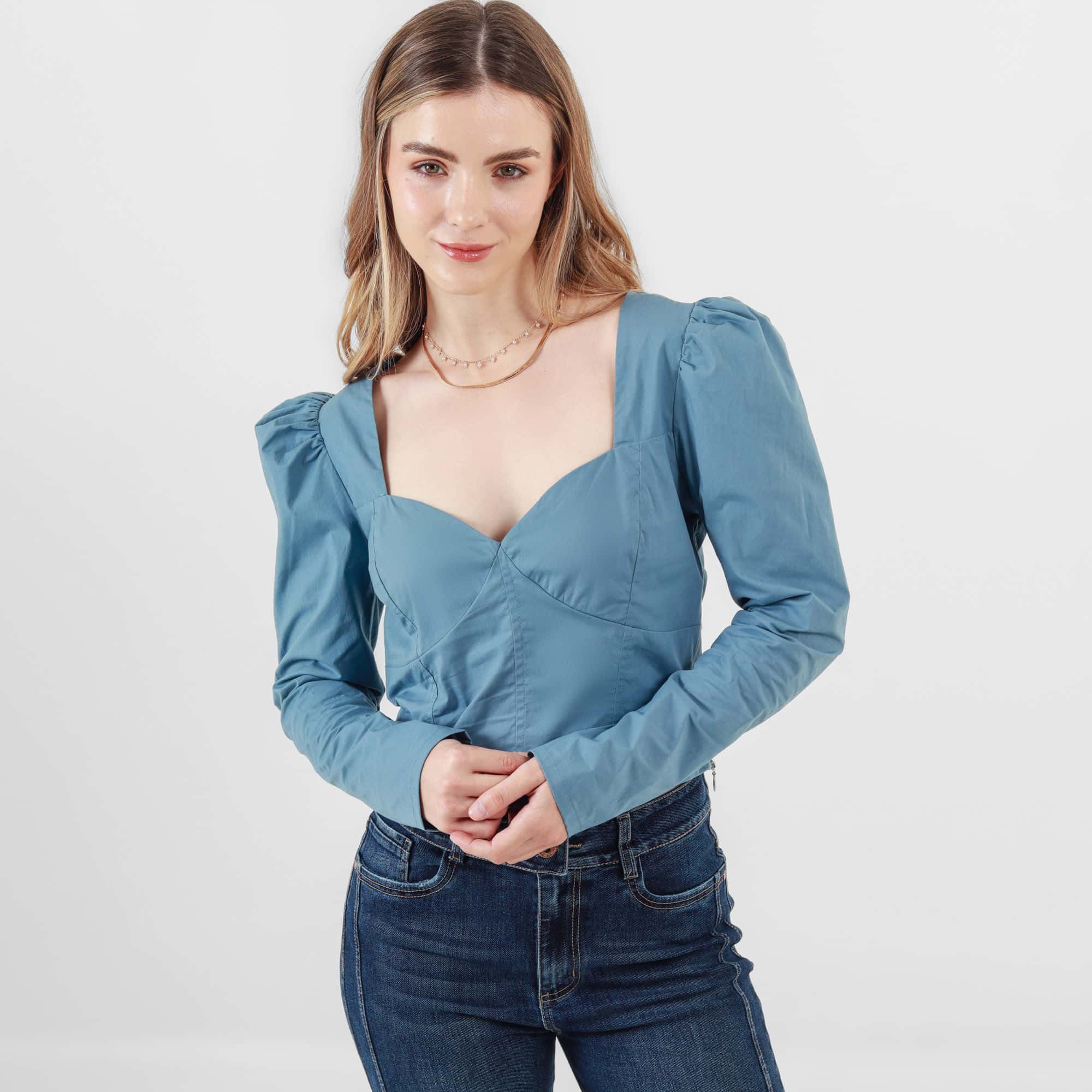 Blusa Cuello V Manga Larga