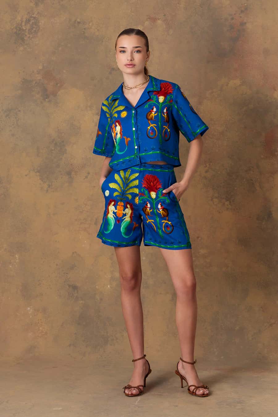 Women's shirt linen silvan blue