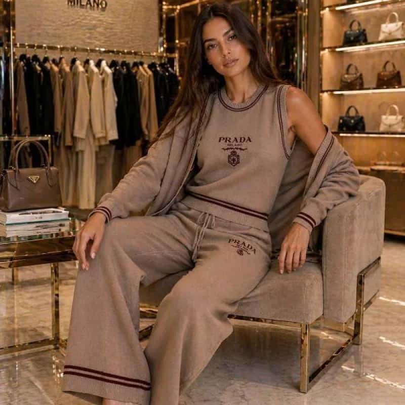 CONJUNTO PRADA 3 PIEZAS CAFE
