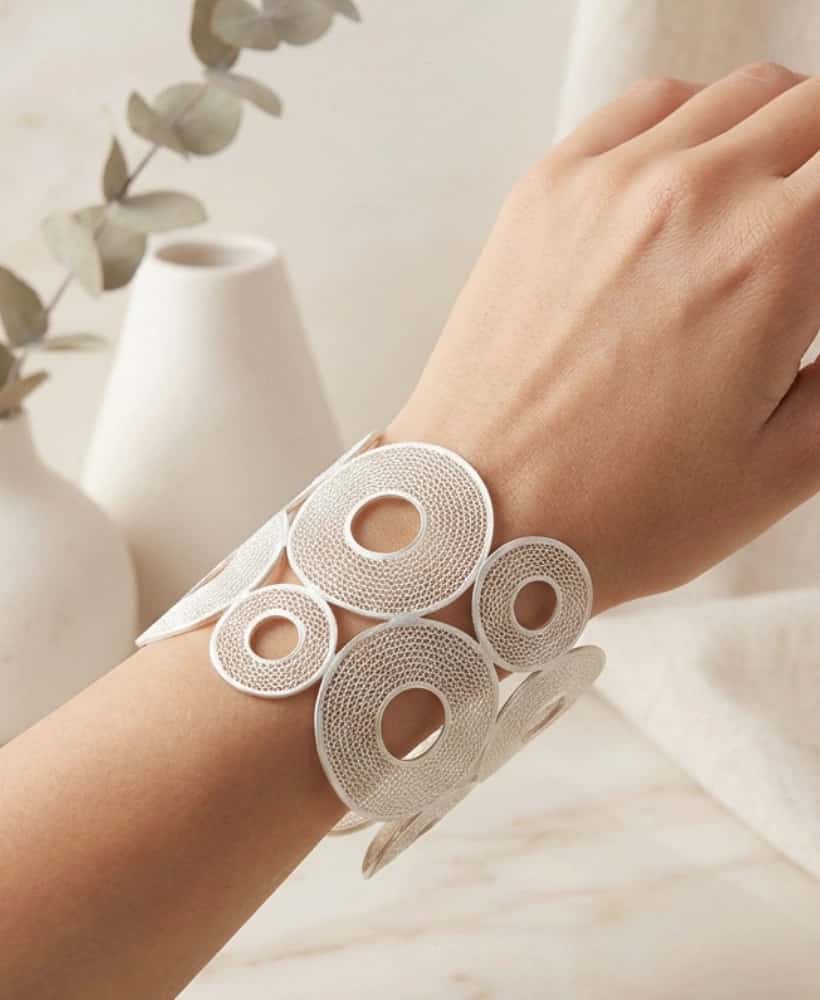 Pulsera Brazalete círculos en plata filigrana