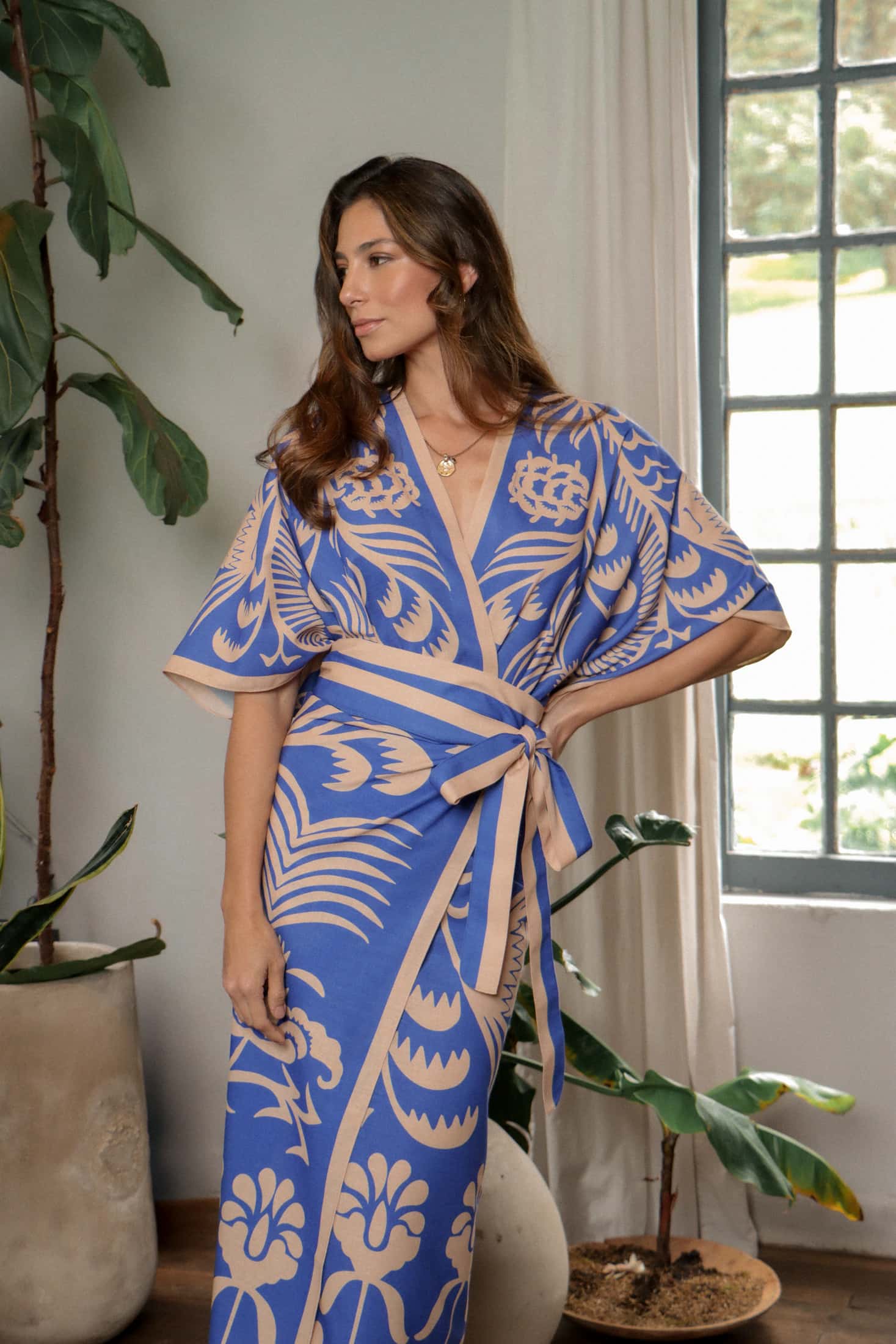 Kimono Corto Agave Azul, Lino - miniatura 6
